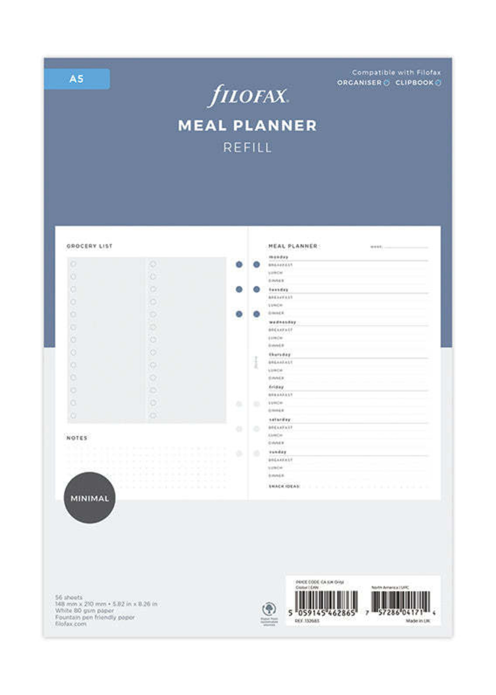 Filofax Organiser Vulling A5 Wit  Meal Planner