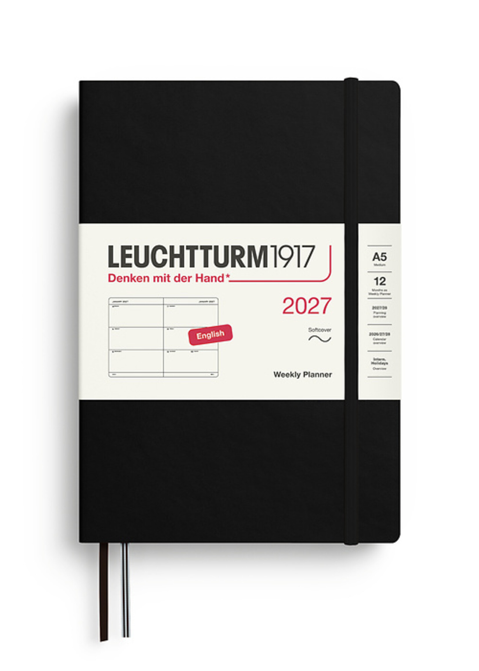 Leuchtturm1917 Agenda 2027 Medium Soft Cover Weekly + Note Black
