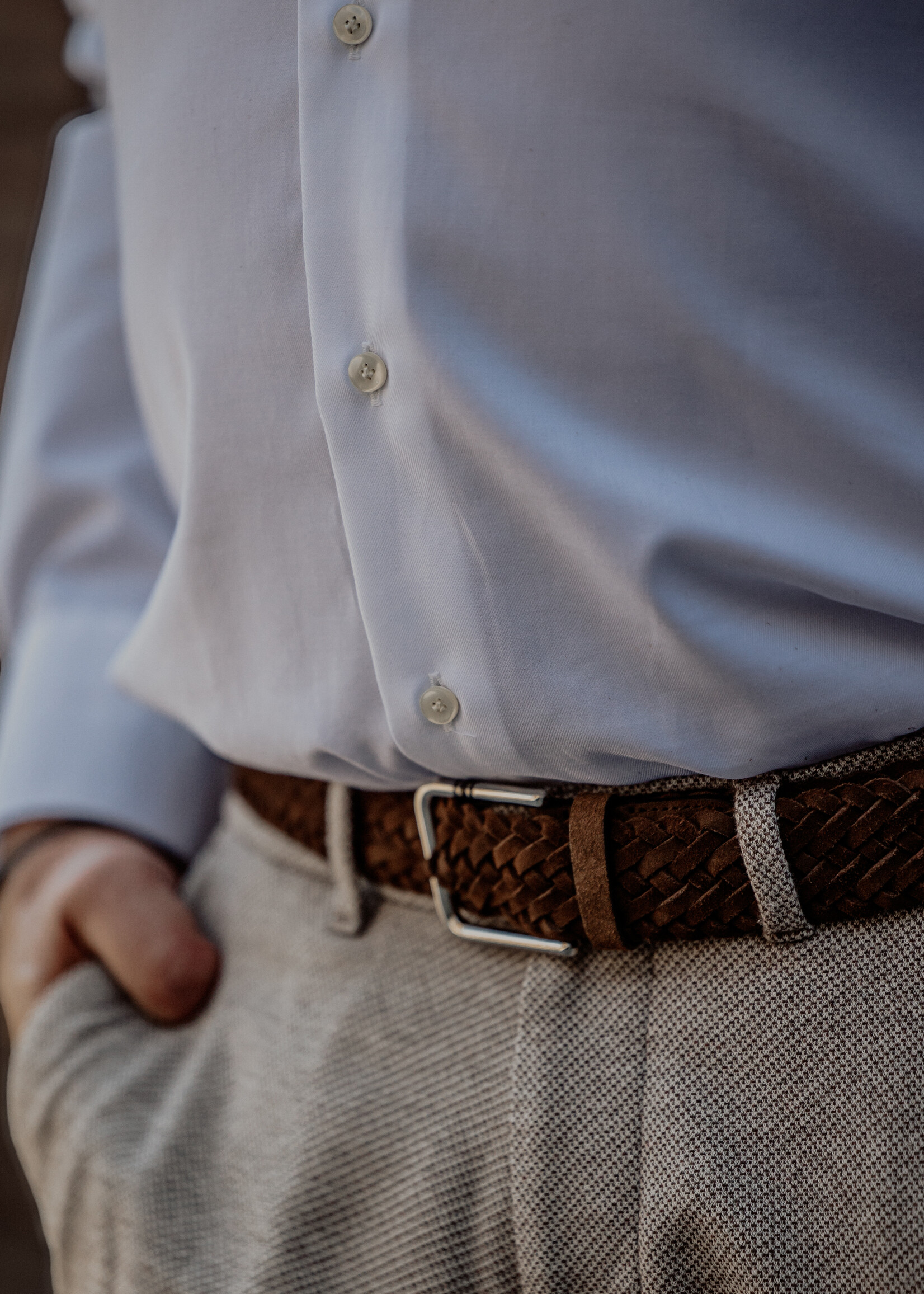 Montblanc Riem 35 mm Palladium Suède Caramel