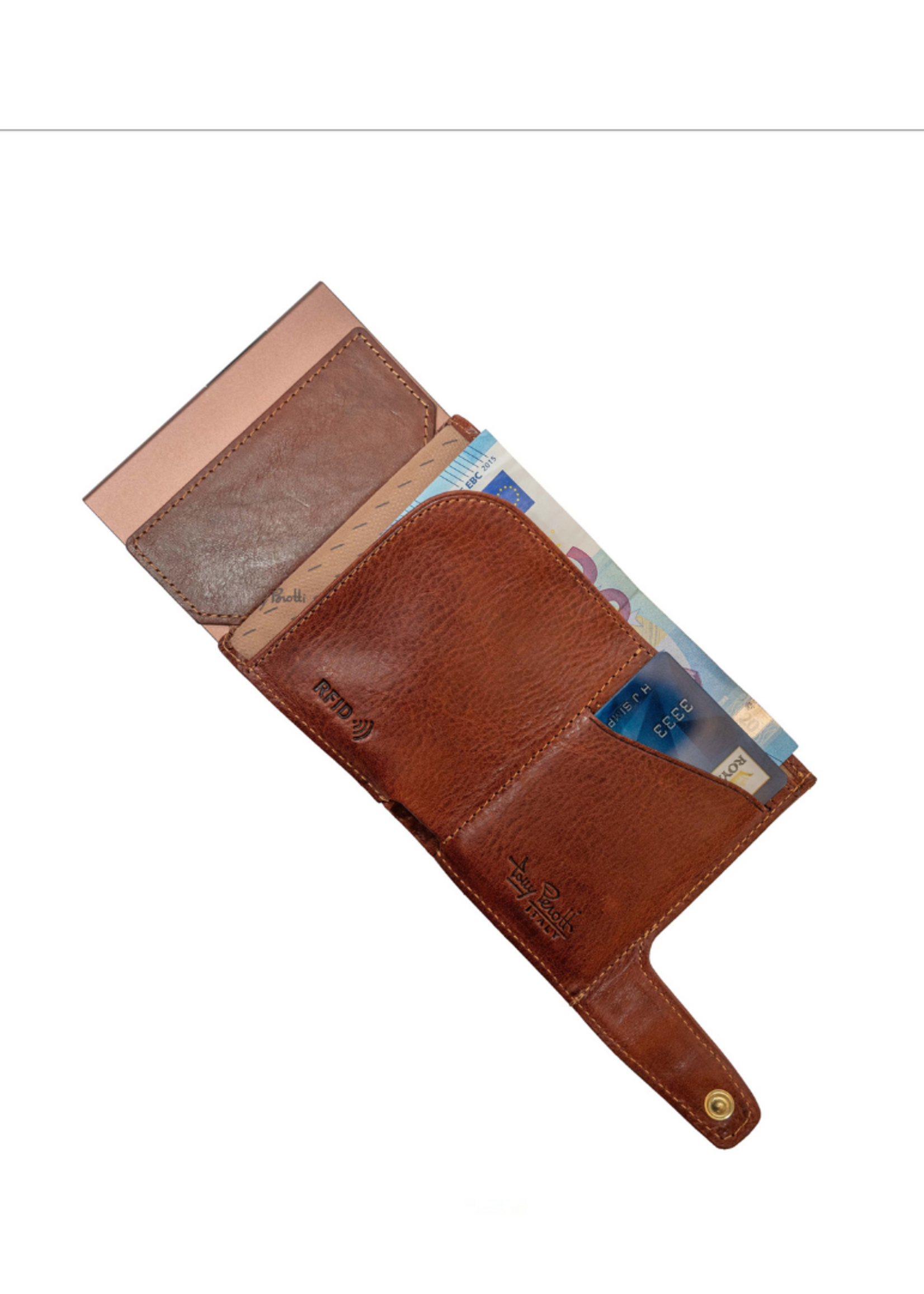 Tony Perotti Cardprotector Twin Wallet RFID met voorvak Vintage Brown