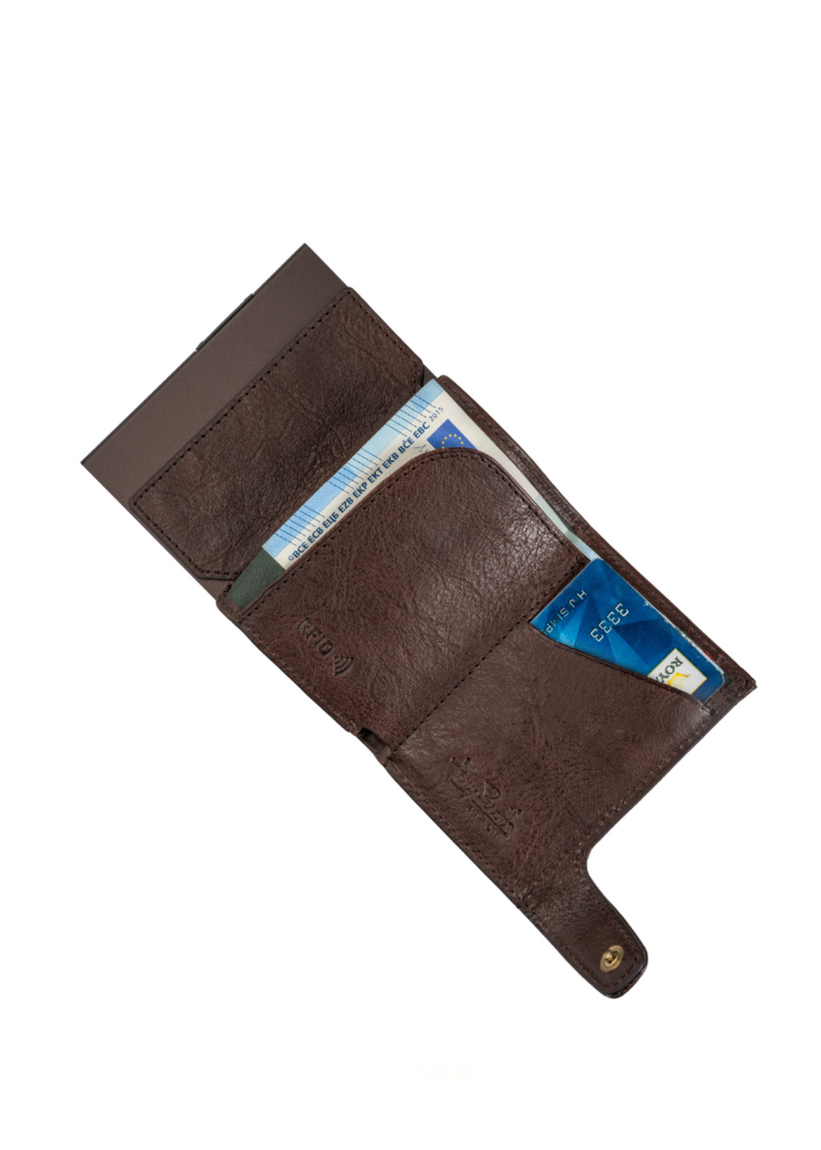 Tony Perotti Cardprotector Mini Wallet RFID met voorvak Dark Brown