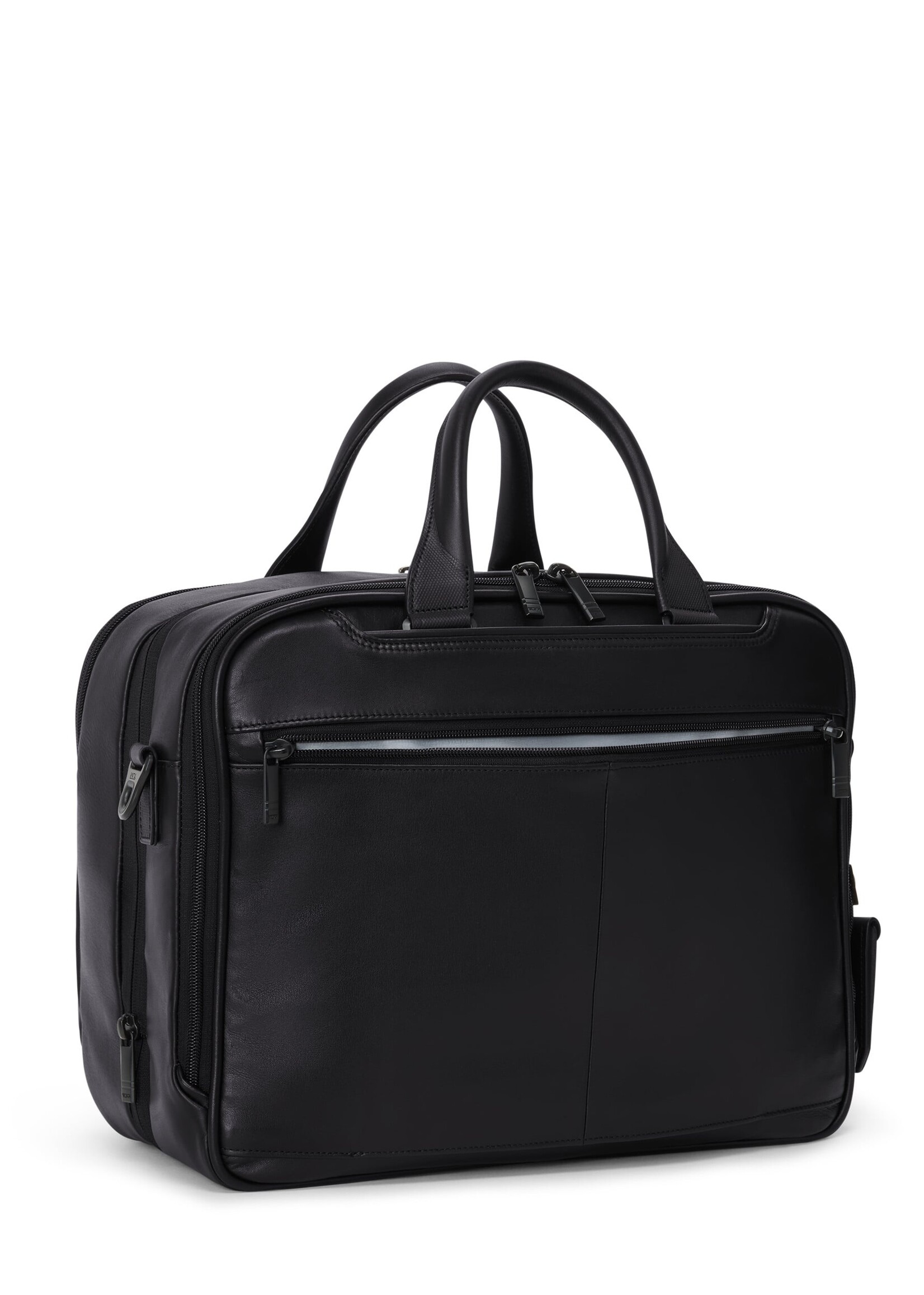 TUMI Alpha Medium Black Leather Uitbreidbare Businesstas 15"