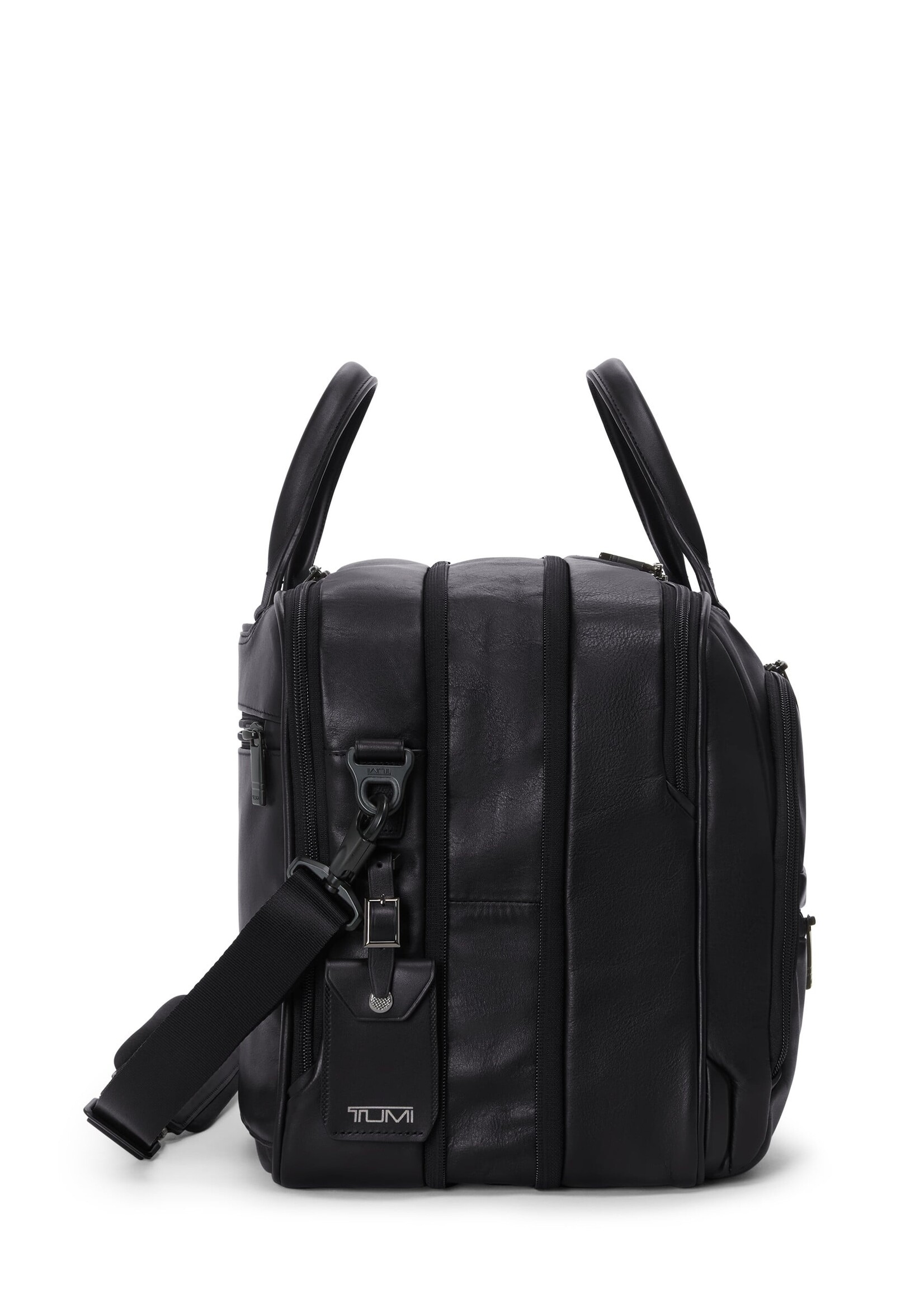 TUMI Alpha Medium Black Leather Uitbreidbare Businesstas 15"
