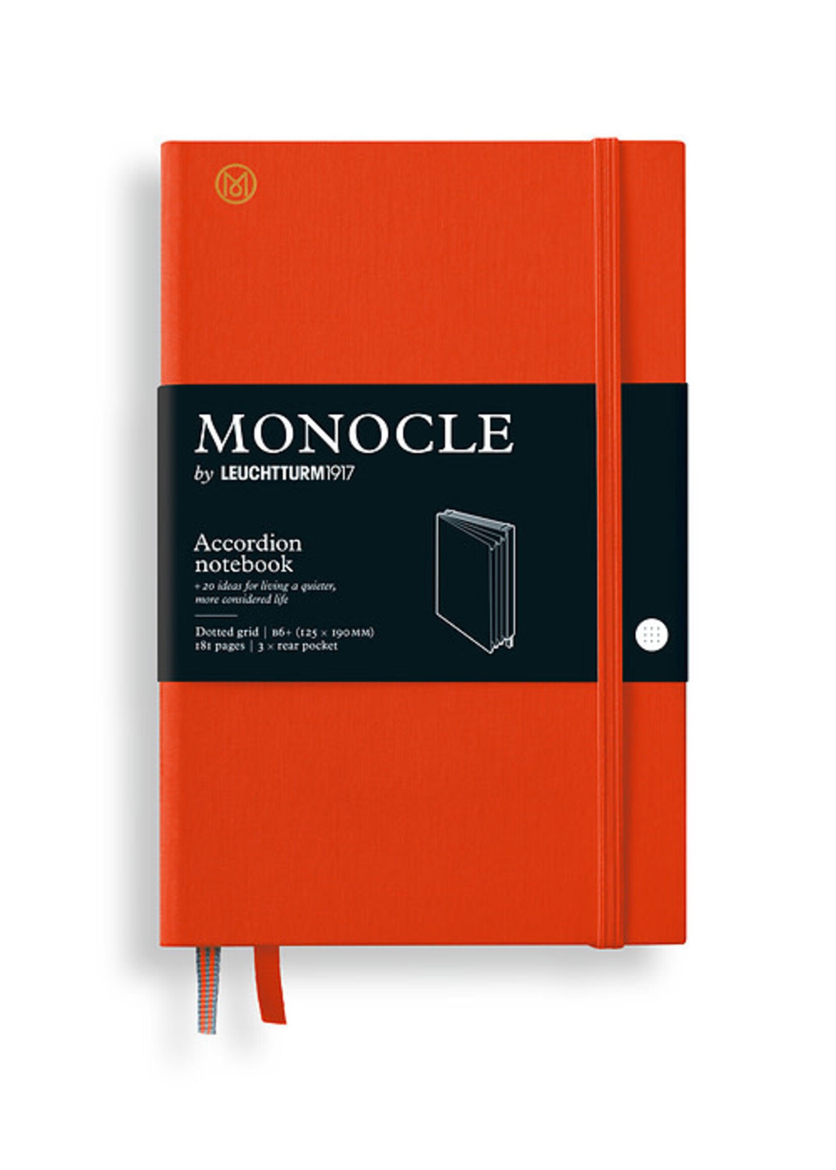 Monocle by Leuchtturm1917 Linnen Accordion Notebook Dotted B6+ HardCover - Mandarin