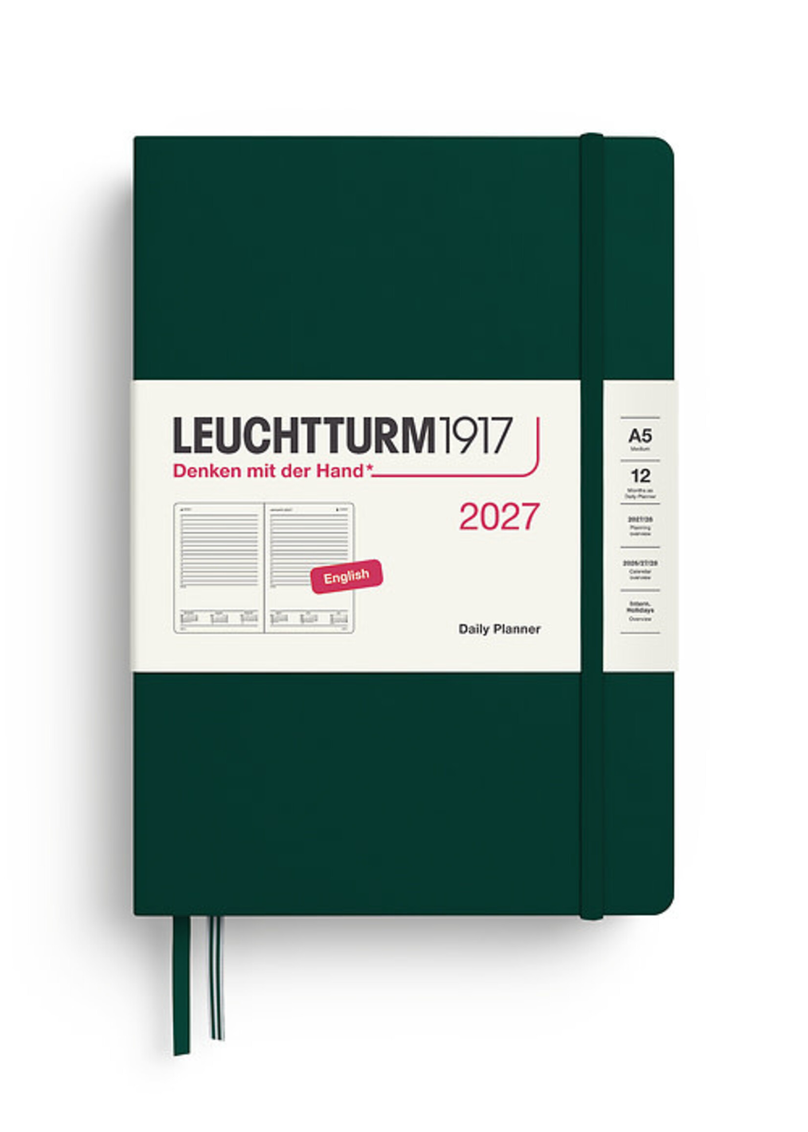 Leuchtturm1917 Agenda 2027 Medium Hard Cover Daily Forest Green