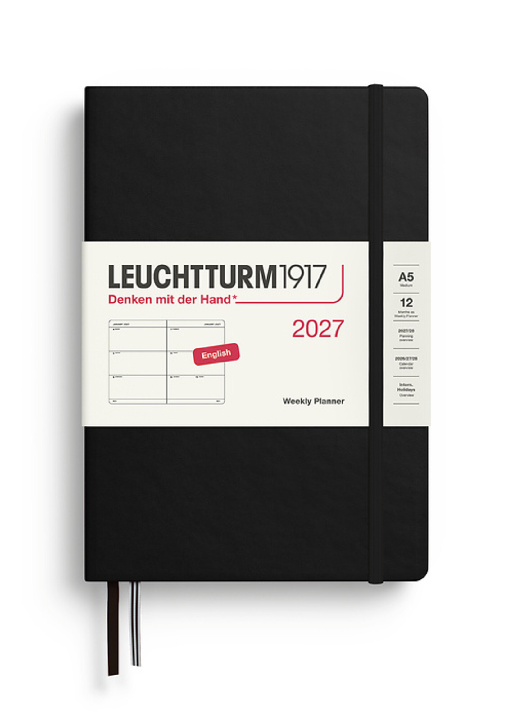 Leuchtturm1917 Agenda 2027 Medium Hard Cover Week Hor. Black