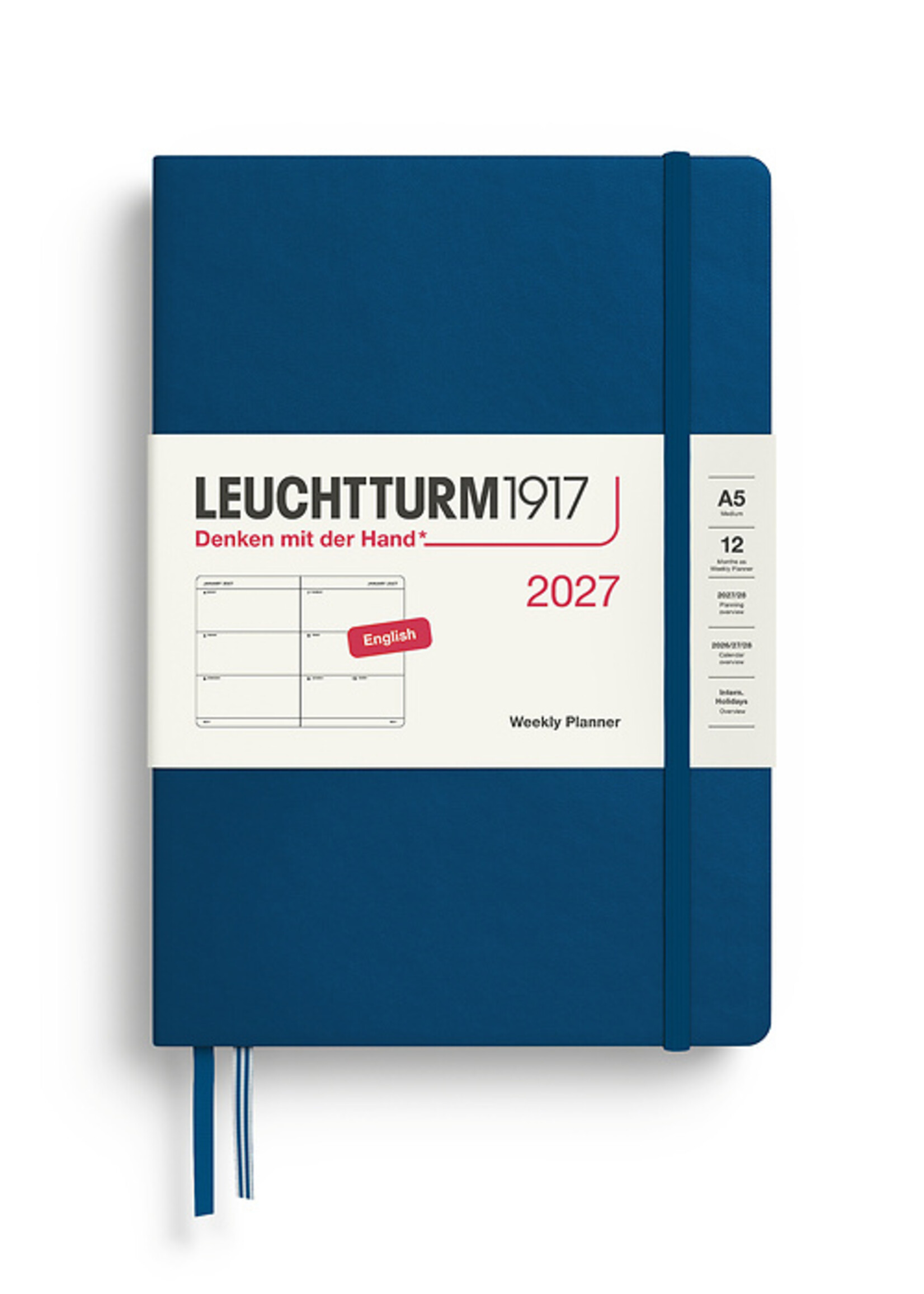 Leuchtturm1917 Agenda 2027 Medium Hard Cover Week Hor Indigo