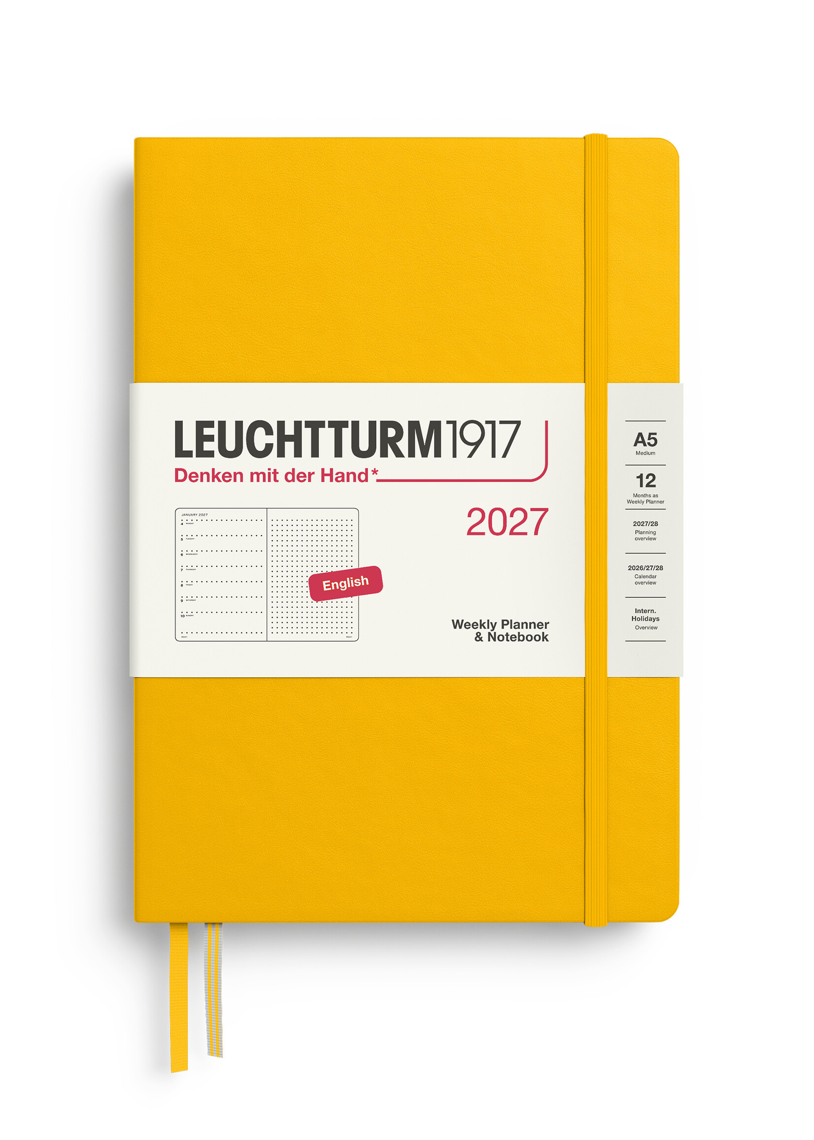 Leuchtturm1917 Agenda 2027 Medium Hard Cover Weekly/Note Dotted Sunflower