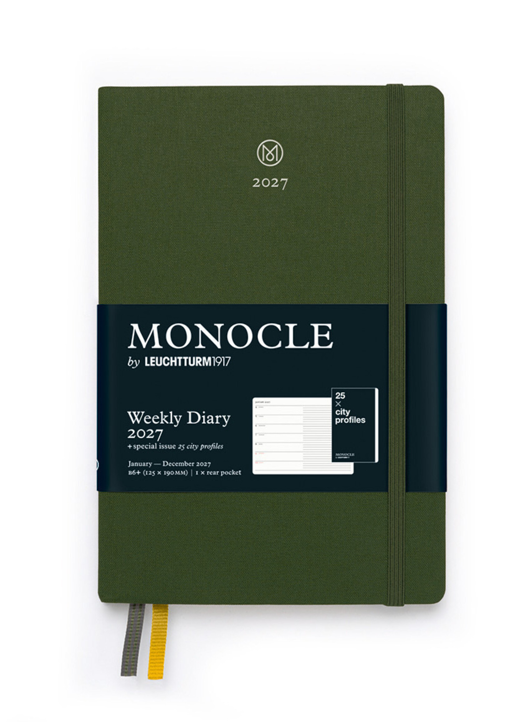 Monocle by Leuchtturm1917 Linnen Agenda 2027 Weekly/Note Olive