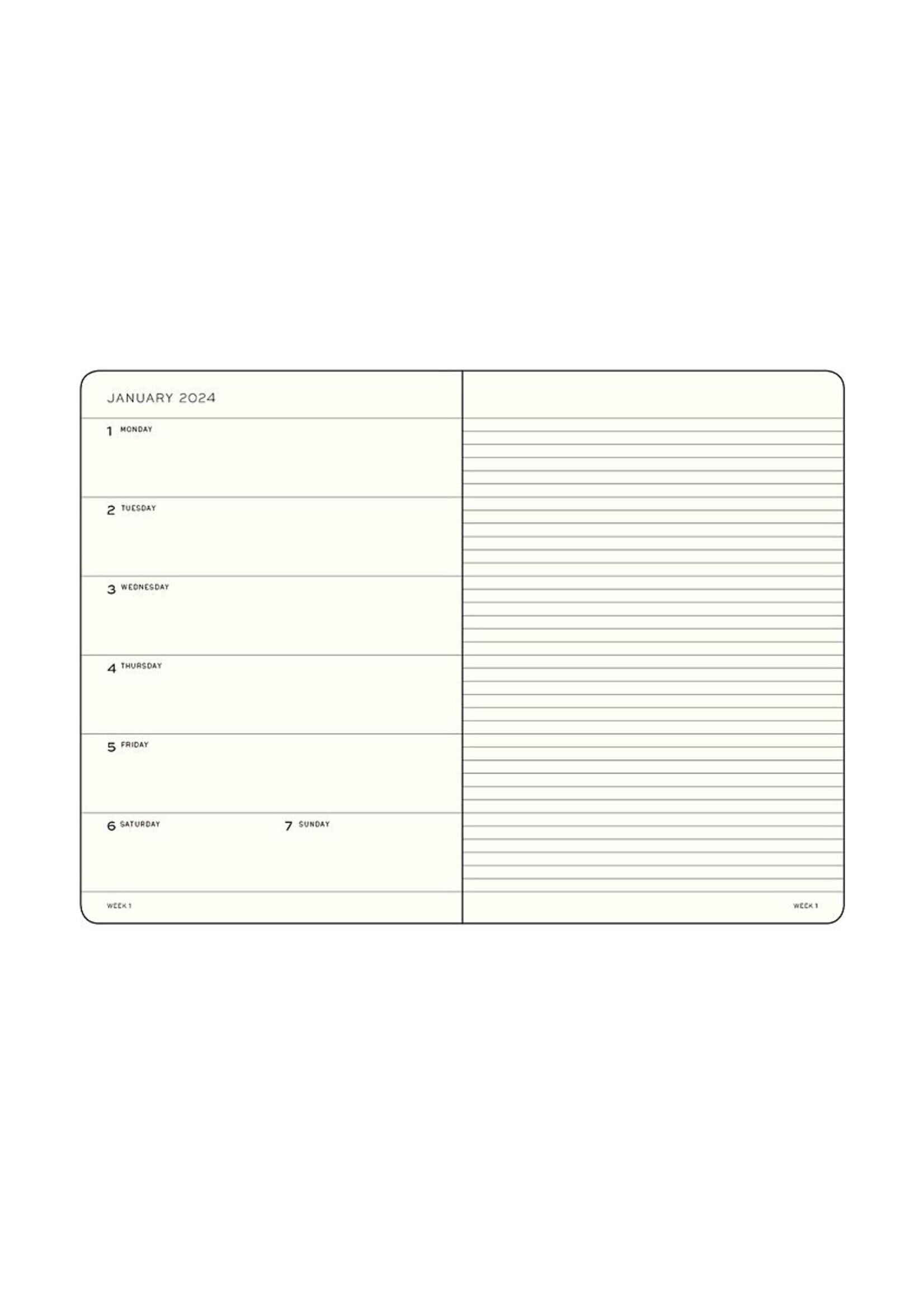 Monocle by Leuchtturm1917 Linnen Agenda 2027 Weekly/Note Olive
