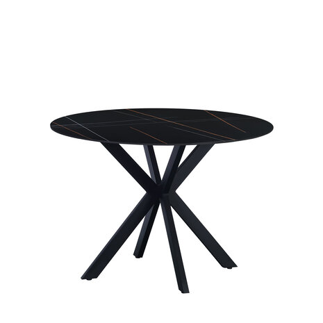 Ronde eettafel Guus Ø110 cm cm marmerlook zwart Ronde eettafel Guus Ø110 cm cm marmerlook zwart