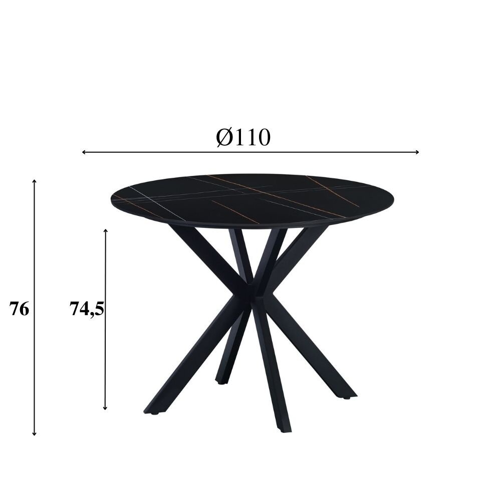 Ronde eettafel Guus Ø110 cm cm marmerlook zwart Ronde eettafel Guus Ø110 cm cm marmerlook zwart