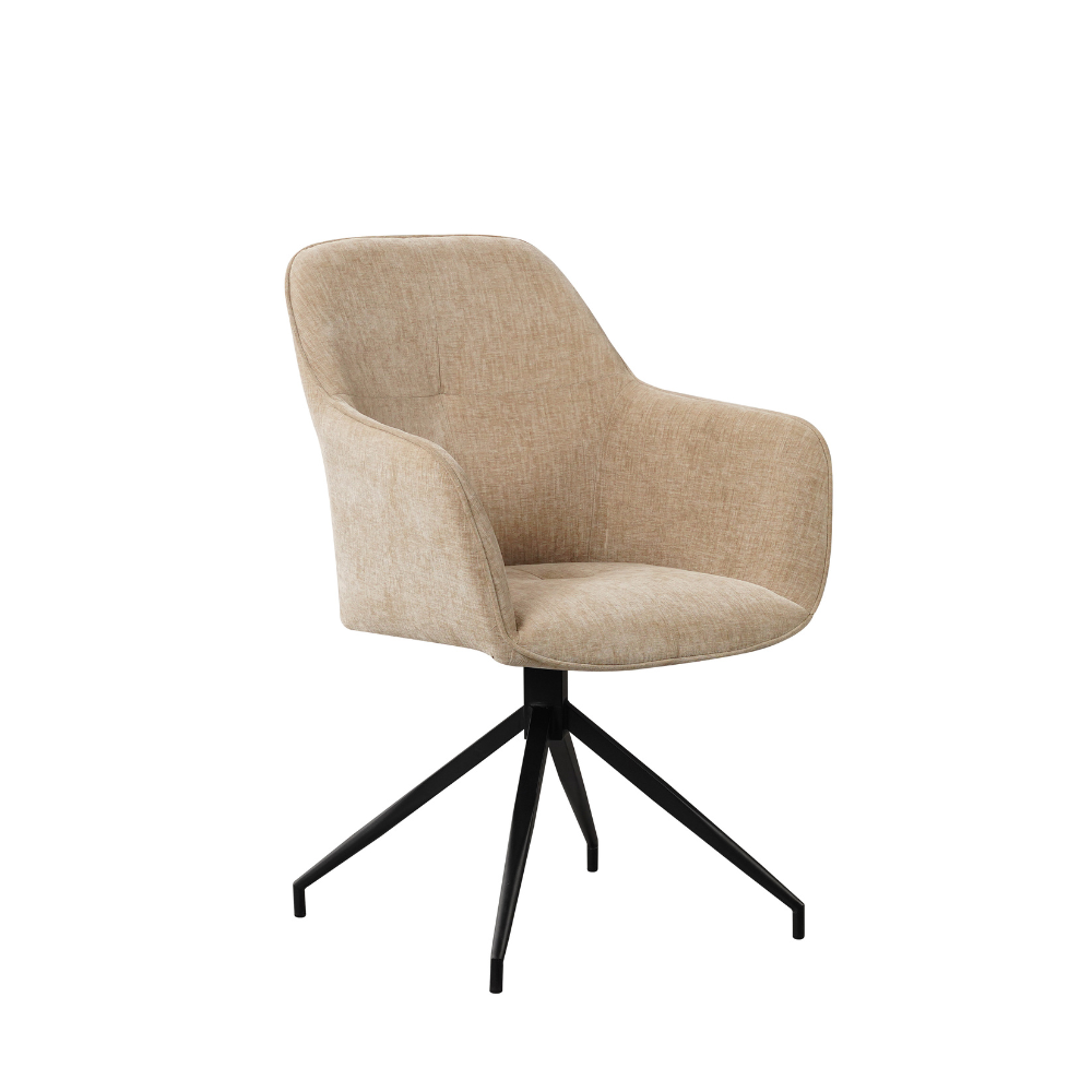 Draaibare eetkamerstoel Nancy chenille beige Draaibare eetkamerstoel Nancy chenille beige