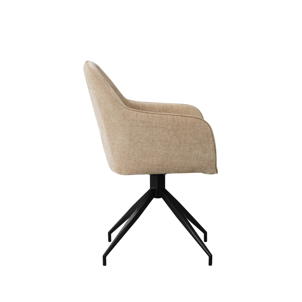 Draaibare eetkamerstoel Nancy chenille beige Draaibare eetkamerstoel Nancy chenille beige