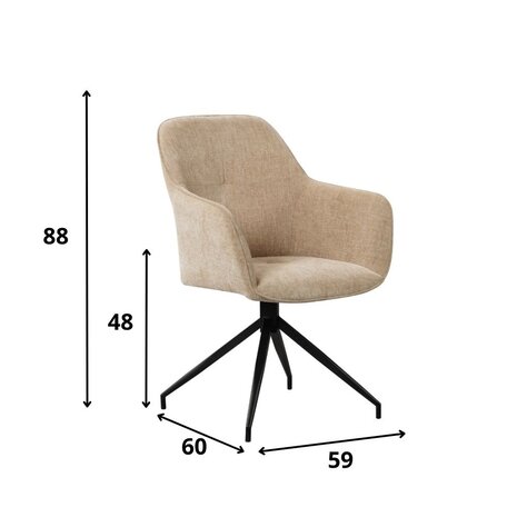 Draaibare eetkamerstoel Nancy chenille beige Draaibare eetkamerstoel Nancy chenille beige