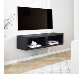 Zwevend tv-meubel met open vakken Boris zwart 125x30x35 cm Zwevend tv-meubel met open vakken Boris zwart 125x30x35 cm