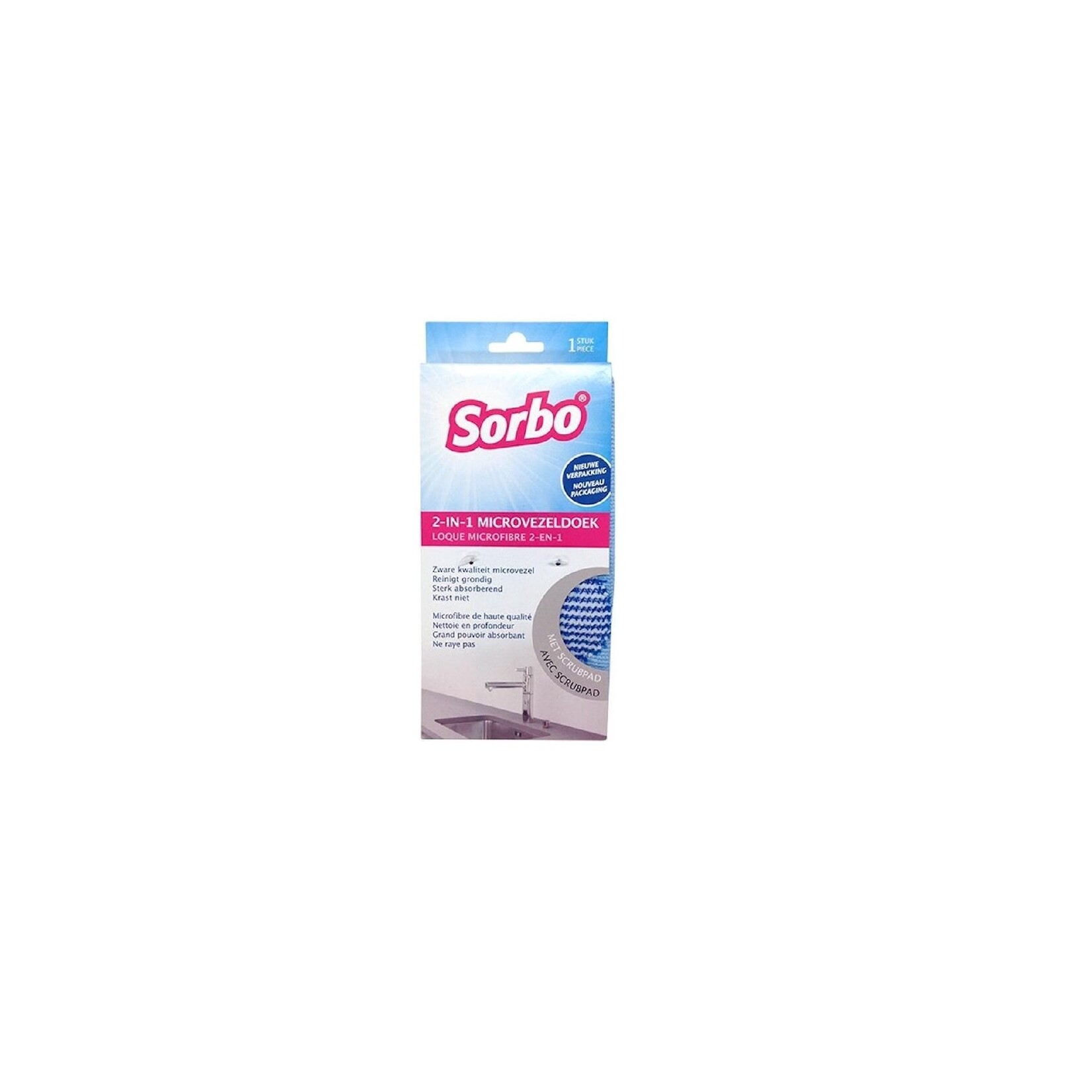 Sorbo Sorbo 2-in-1 cloth - twee in een microvezeldoek - scrubben anti-kras en absorberen - met scrubpad extra vochtabsorberend
