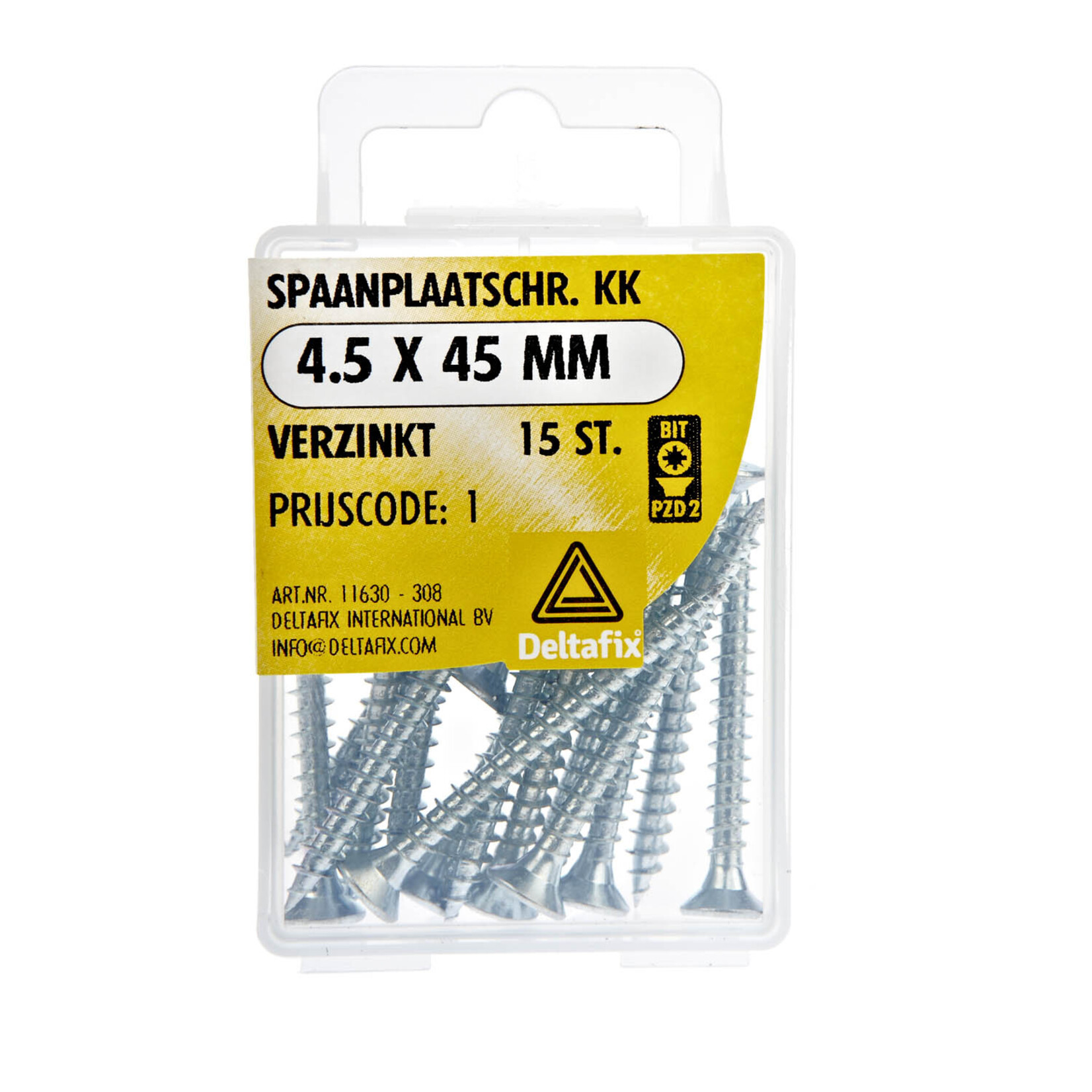 Deltafix Spaanplaatschroef KK 4.5x45mm verzinkt 15st.