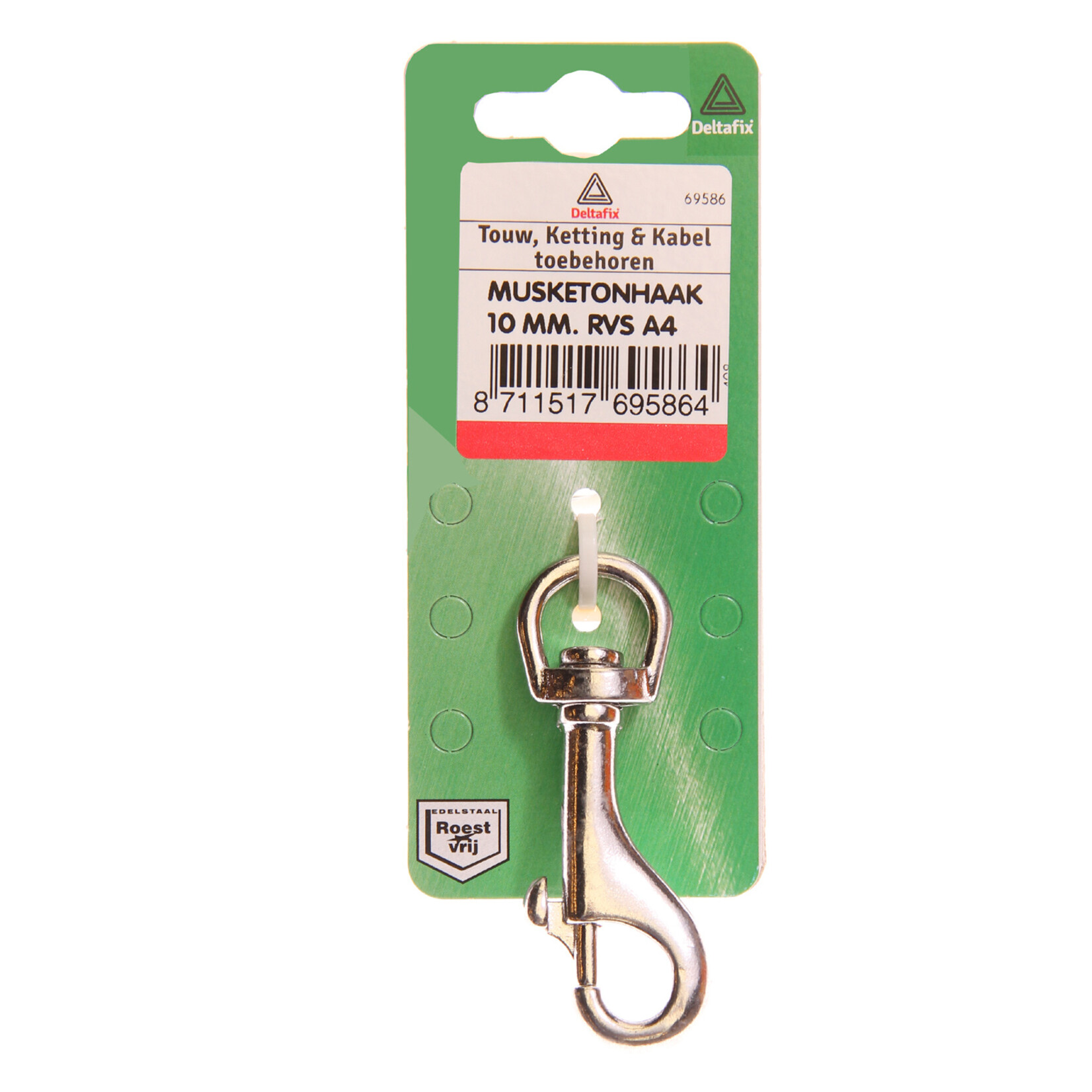 Deltafix musketonhaak 10mm RVS A4