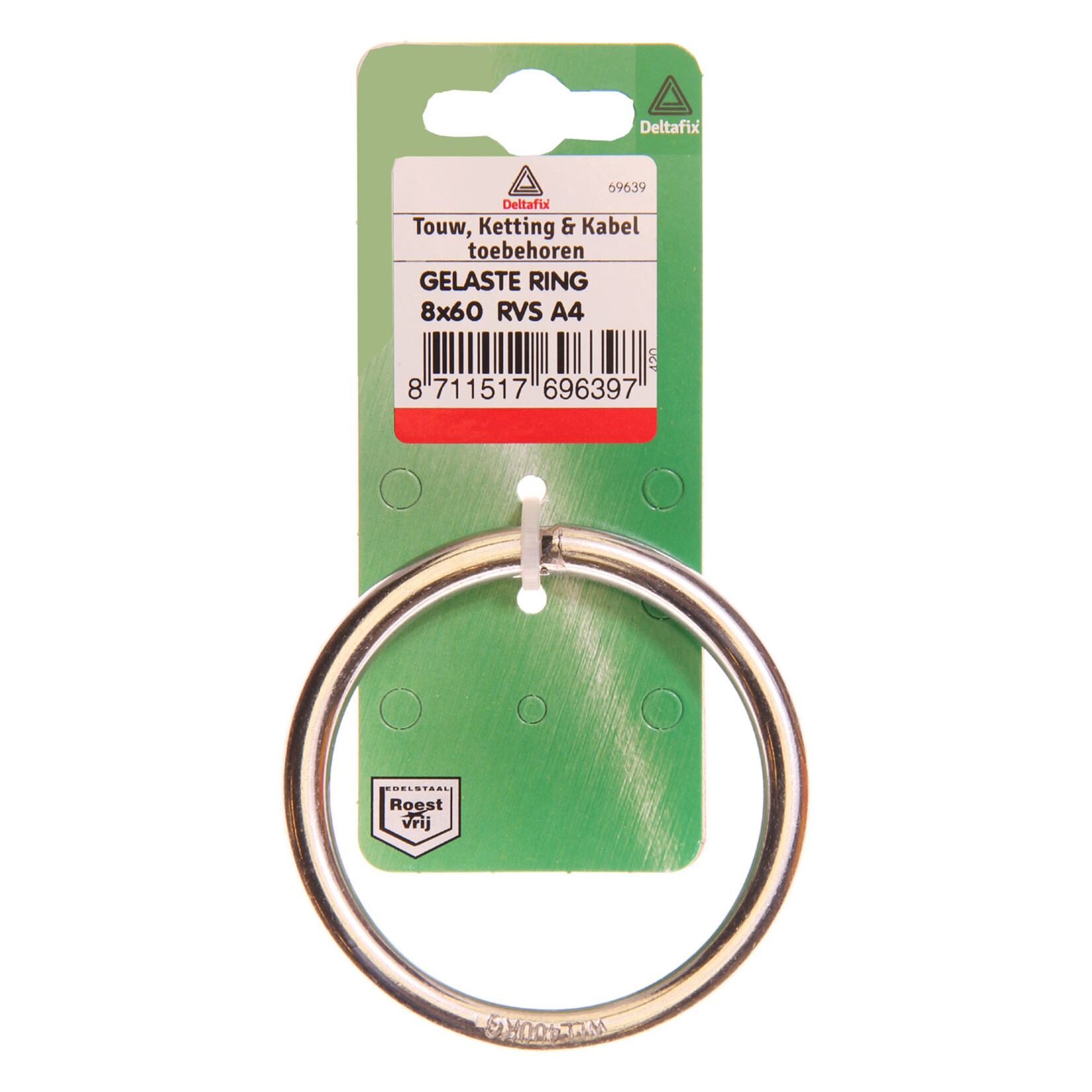 Deltafix gelaste ring RVS A4 8x60mm