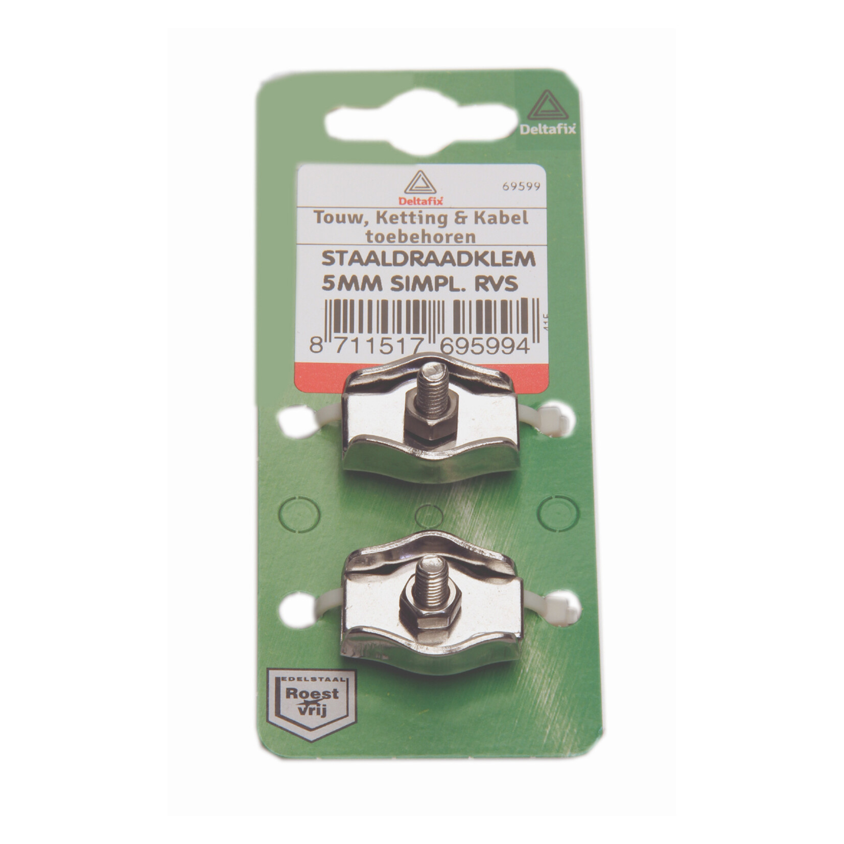 Deltafix staaldraadklem 5mm simpl R.V.S