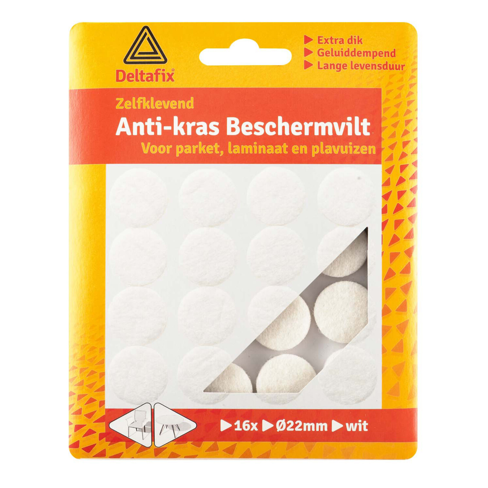 Deltafix  Anti krasvilt 22mm - rond wit