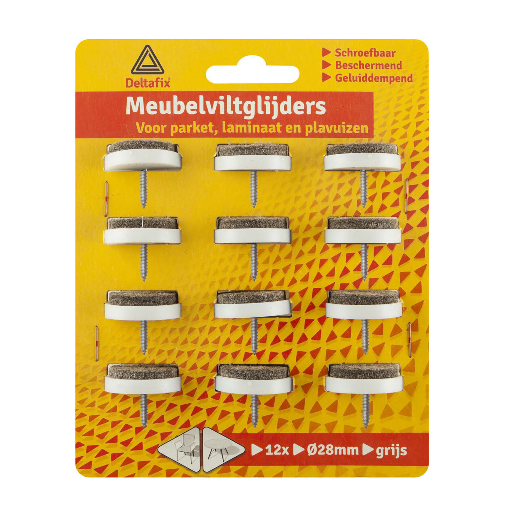 Deltafix Meubelviltglijders 28mm met schroef 12 stuks