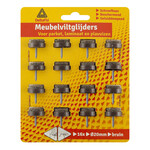 Deltafix Meubelviltglijders bruin 20mm met schroef 12 stuks