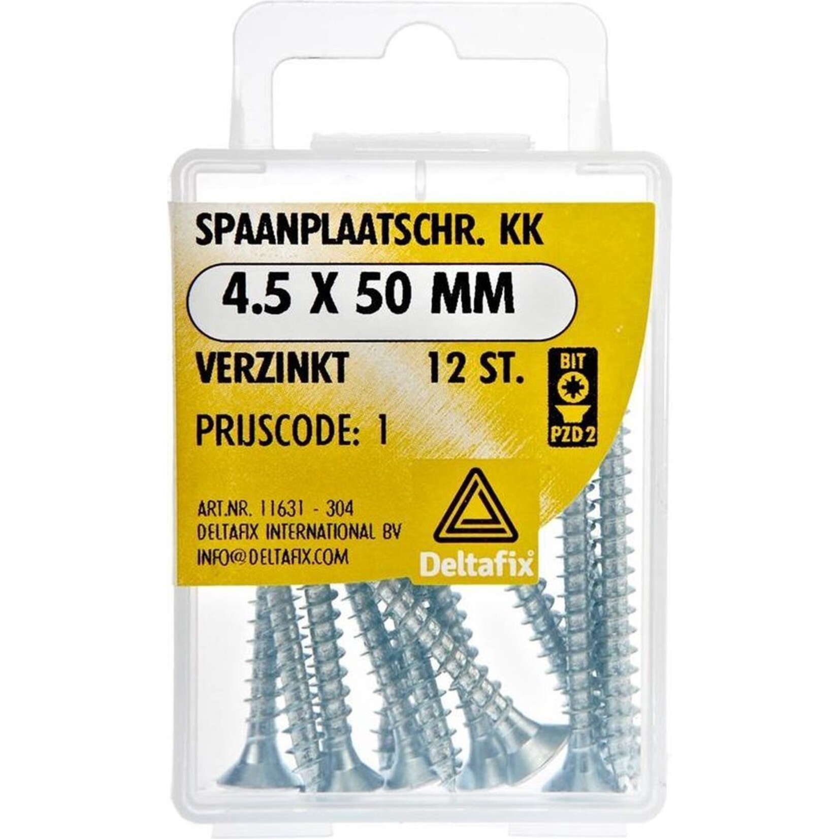 Deltafix Spaanplaatschroef KK 4.5x50mm verzinkt 12st