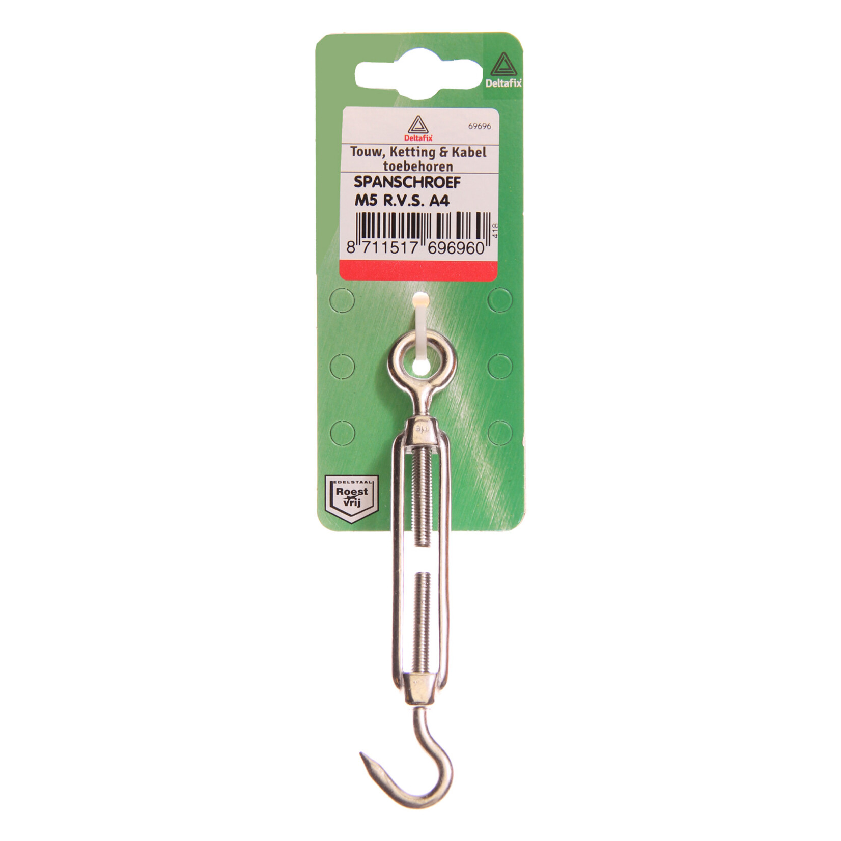 Deltafix Spanschroef m5 met haak en oog RVS A4