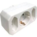 Randaarde stekkeradapter 2 x euro + 1 x RA horizontaal wit