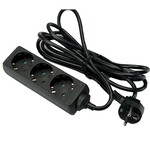 TCD RA 3-voudig 3m snoer zwart