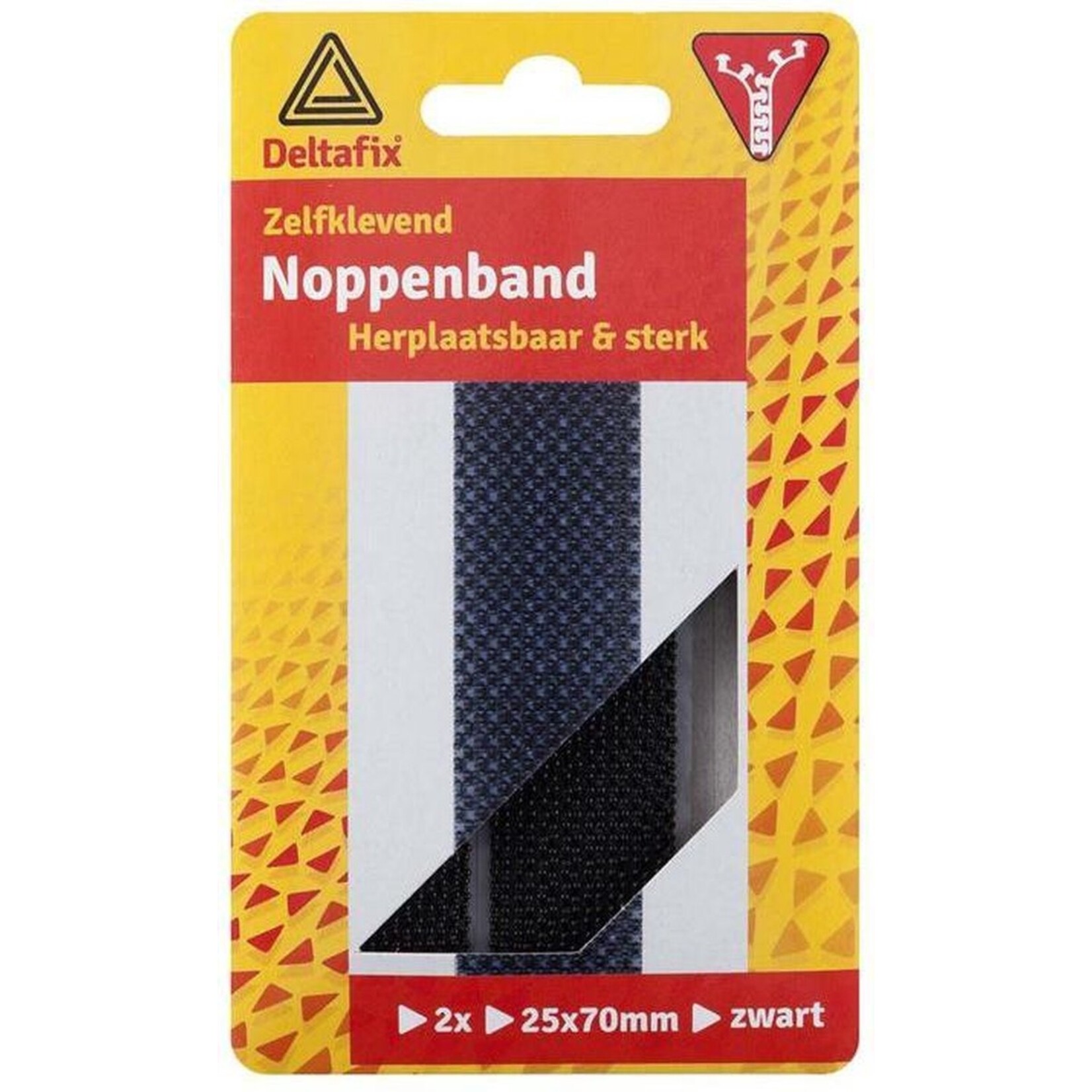 Deltafix Noppenband zelfklevend  2-delig - herplaatsbaar  70 x 25 mm zwart