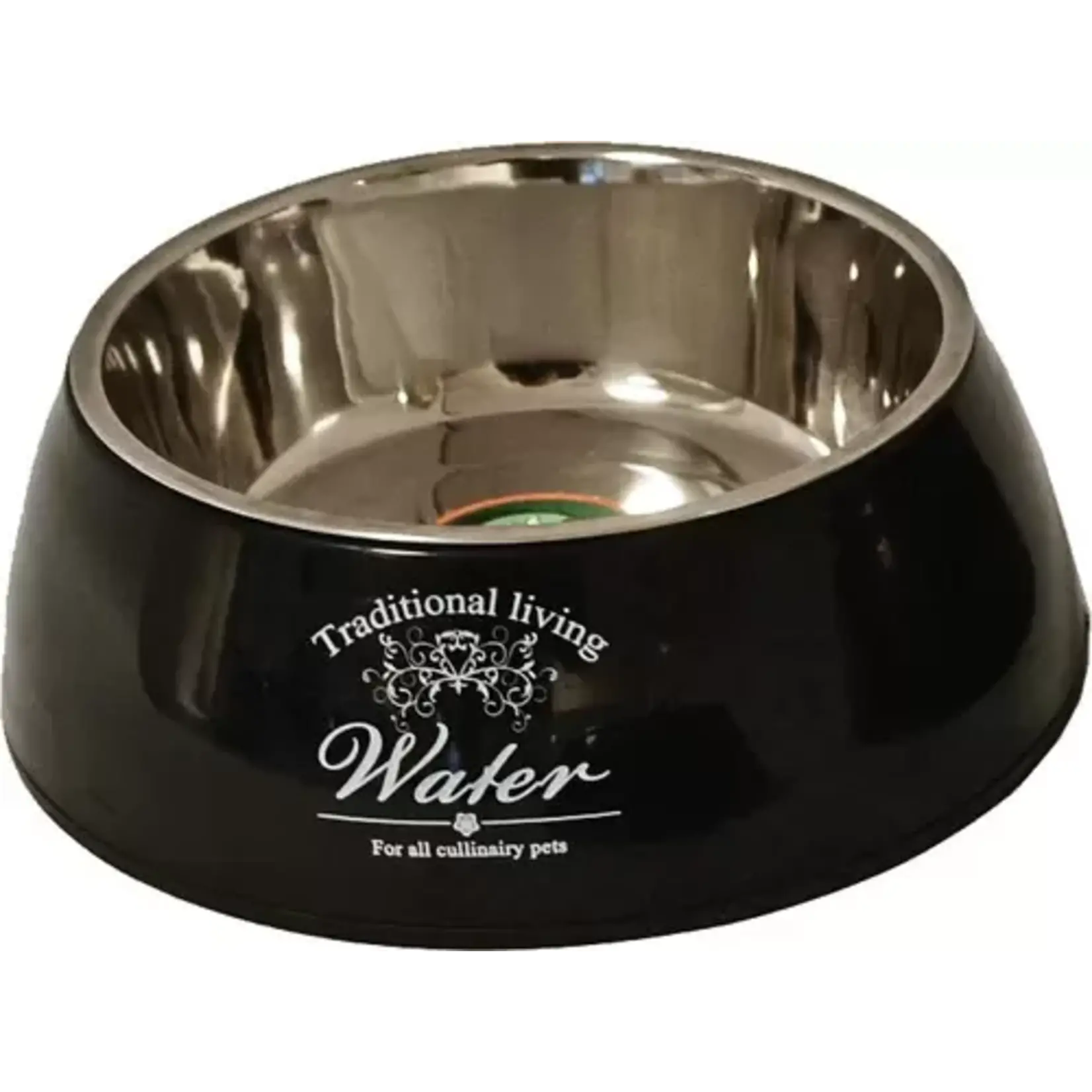 Hondeneetbak plastic/RVS water/food 18 cm zwart