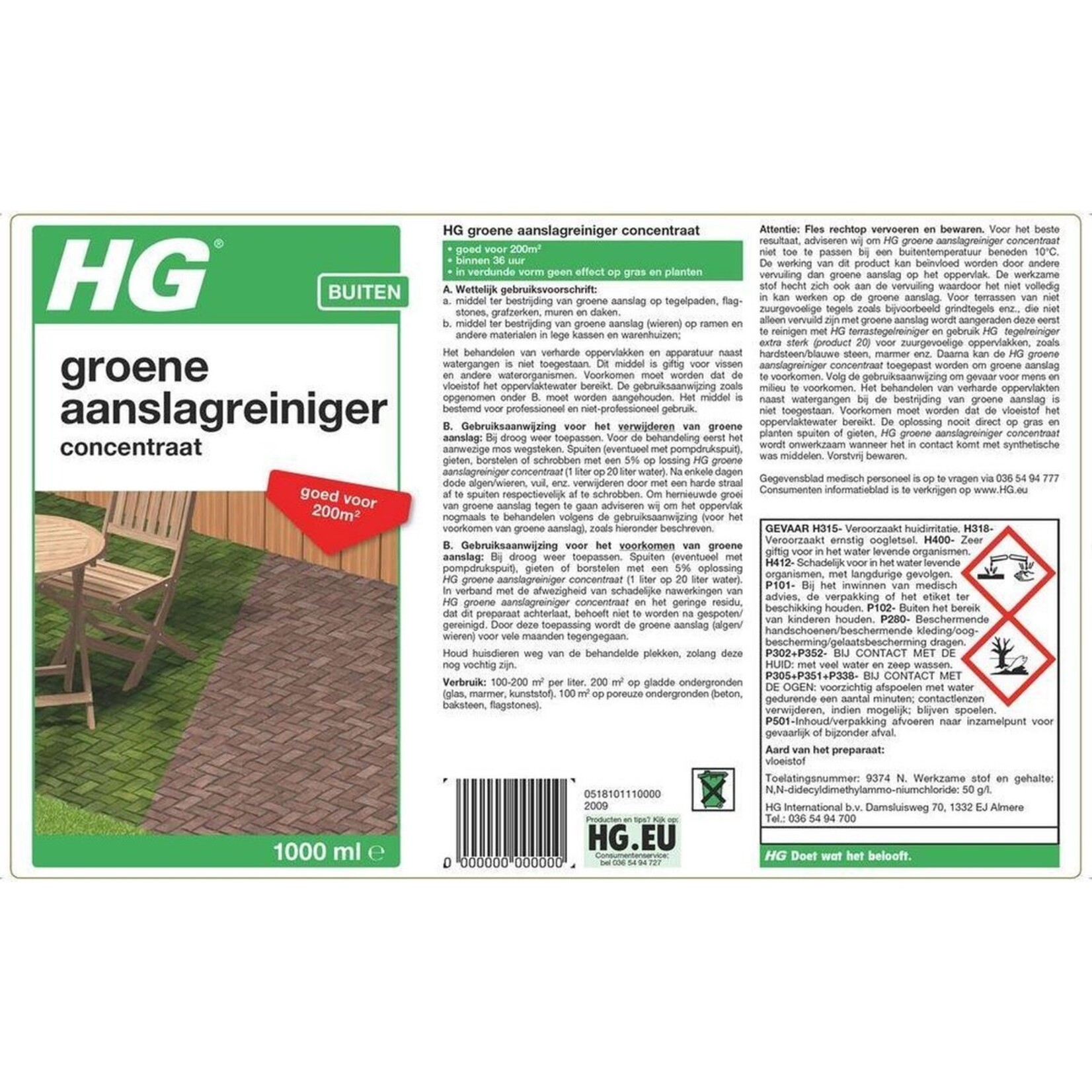 HG Groene aanslag reiniger 1L - 200M