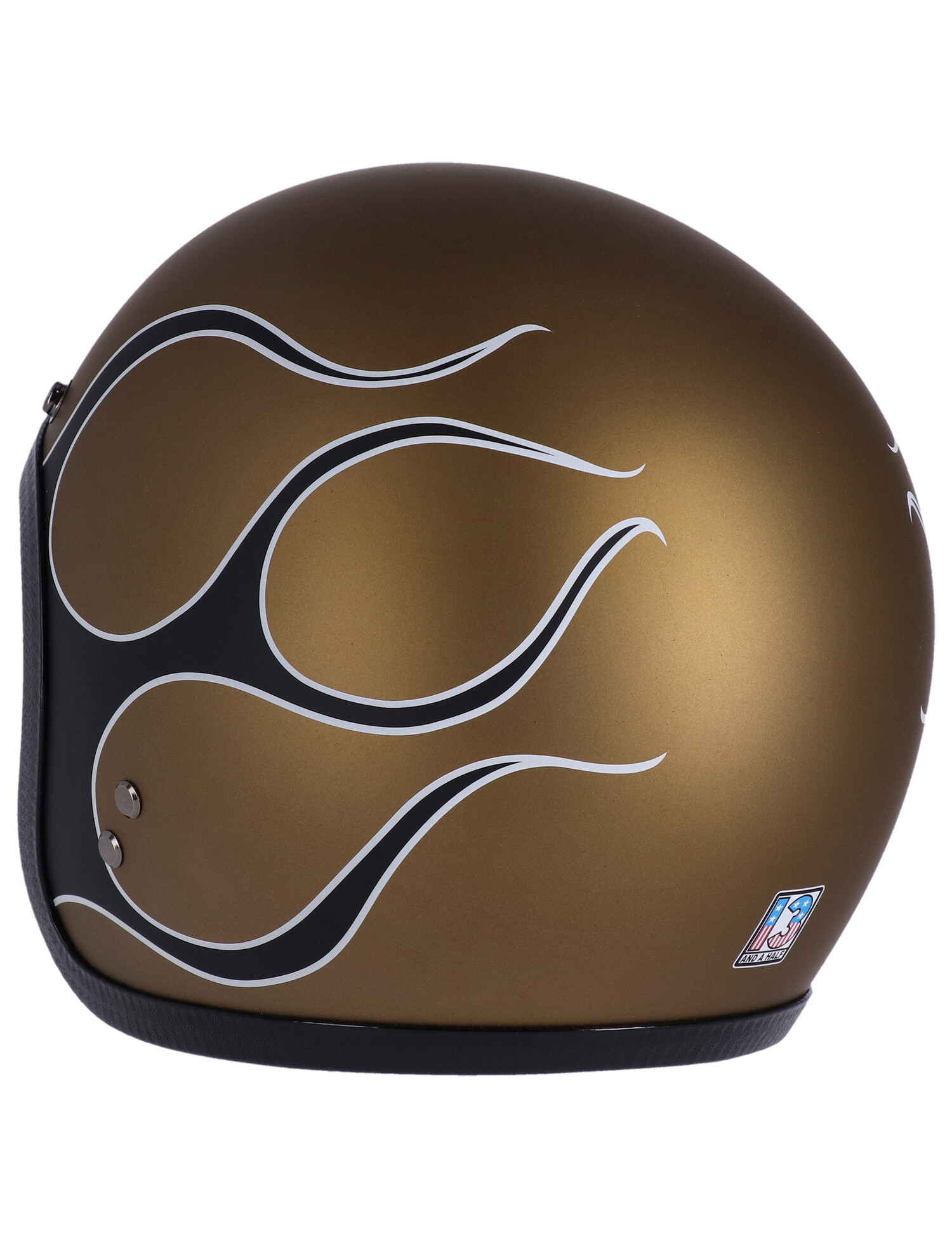 13 and a half Skull bucket helmet flames matte gold