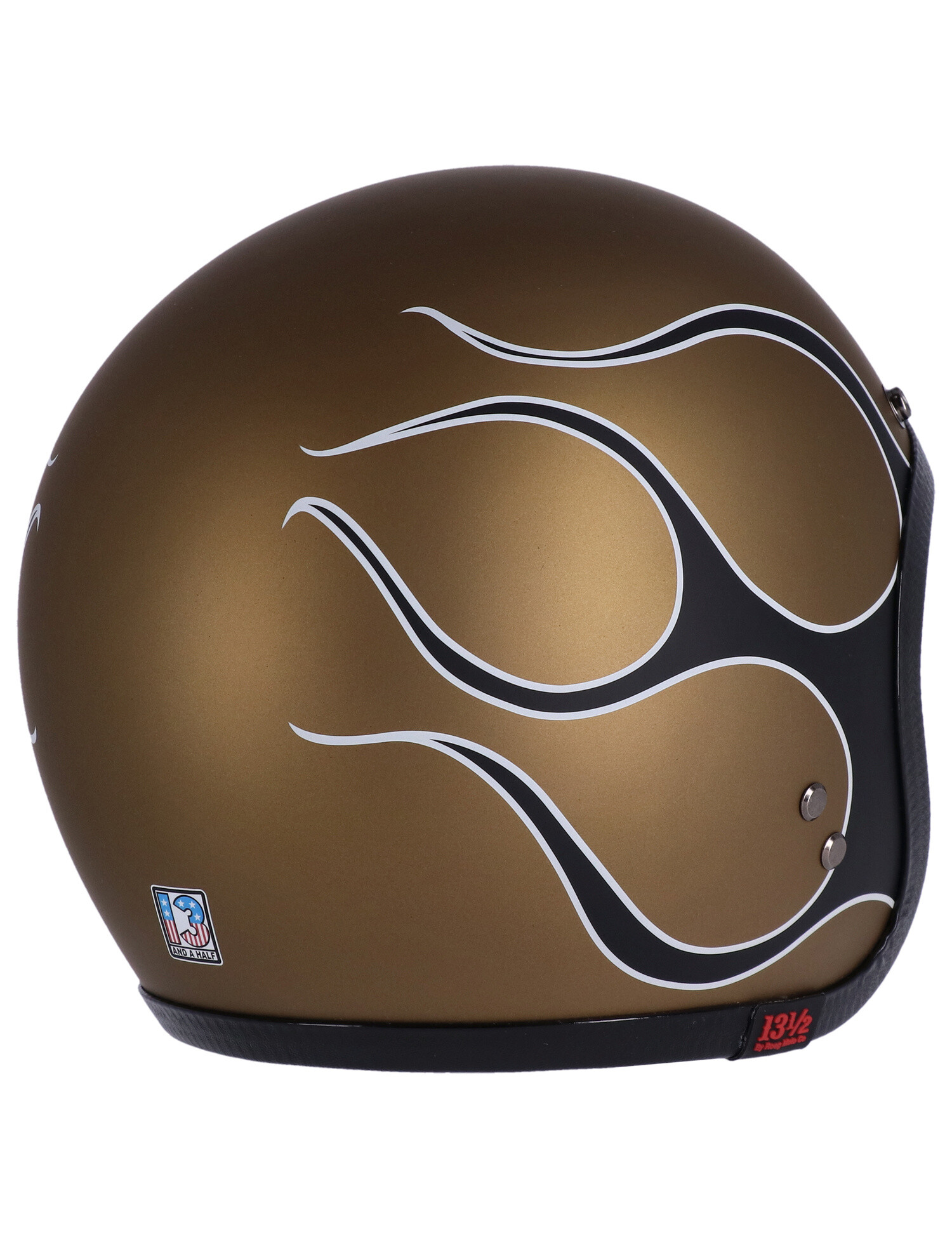 13 and a half Skull bucket helmet flames matte gold