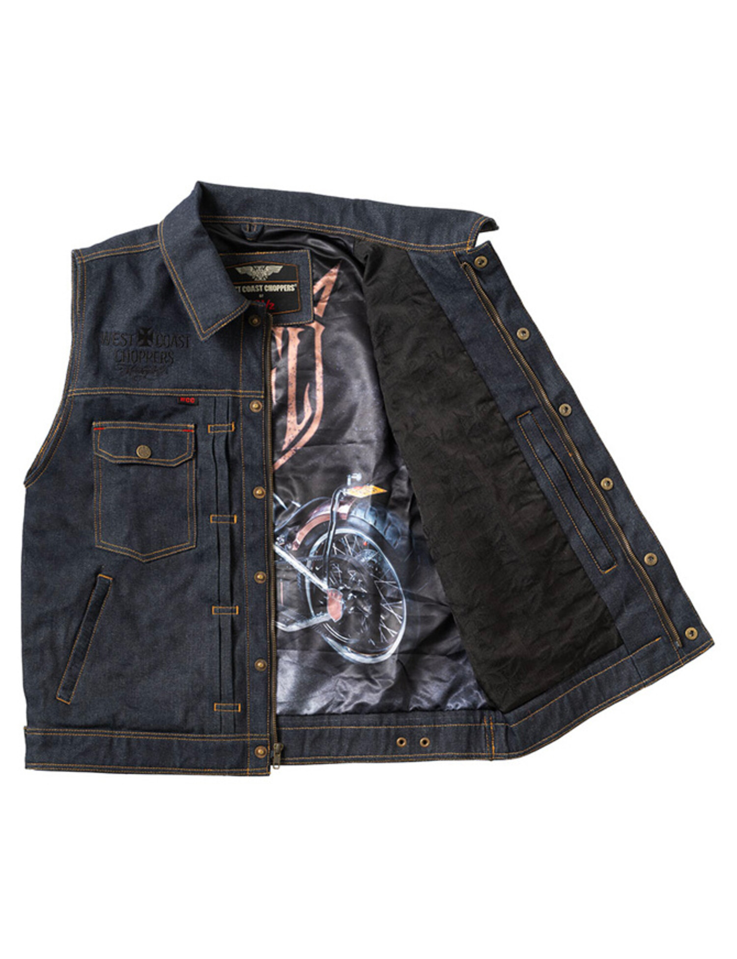 13 and a half WCC x 13 1/2 Dominator RAW denim riding vest