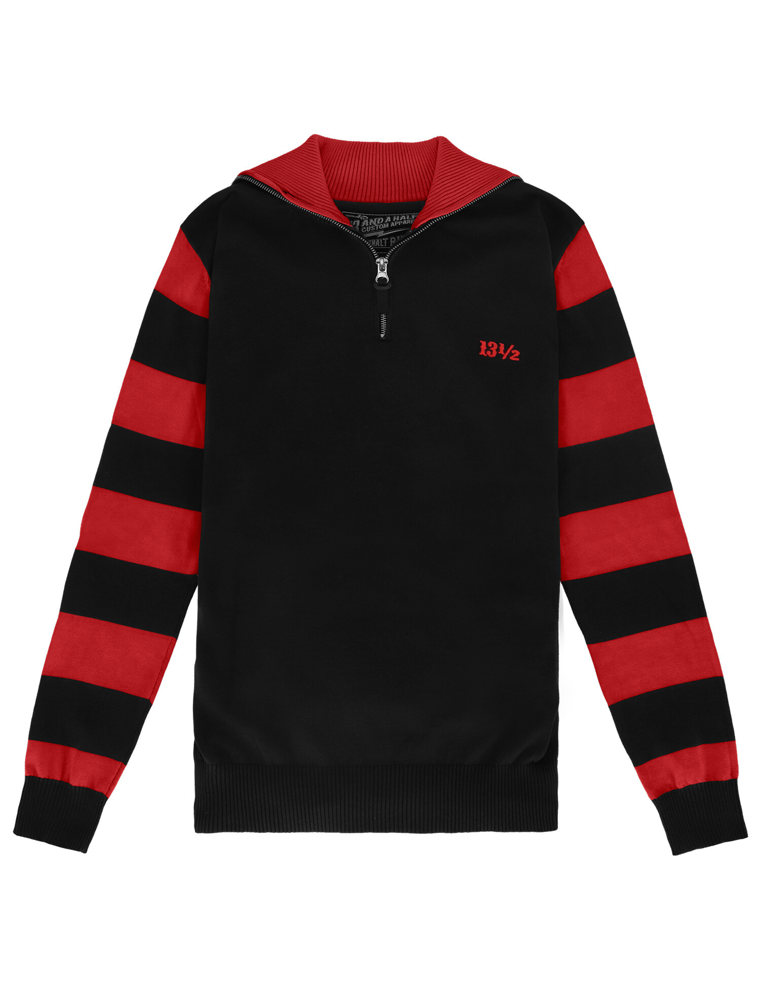 13 and a half 13 1/2 Outlaw half-zip sweater black/red