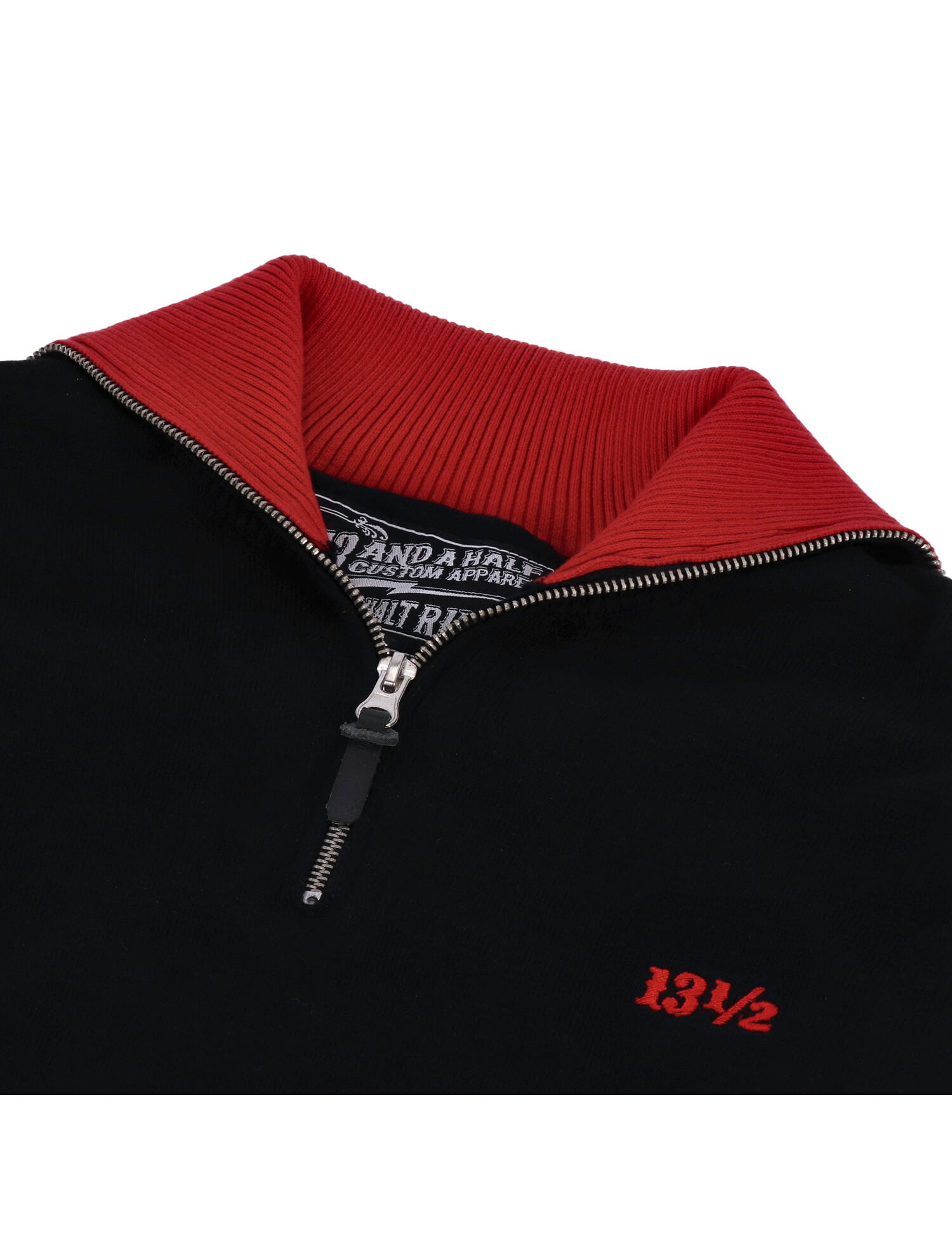 13 and a half 13 1/2 Outlaw half-zip sweater black/red