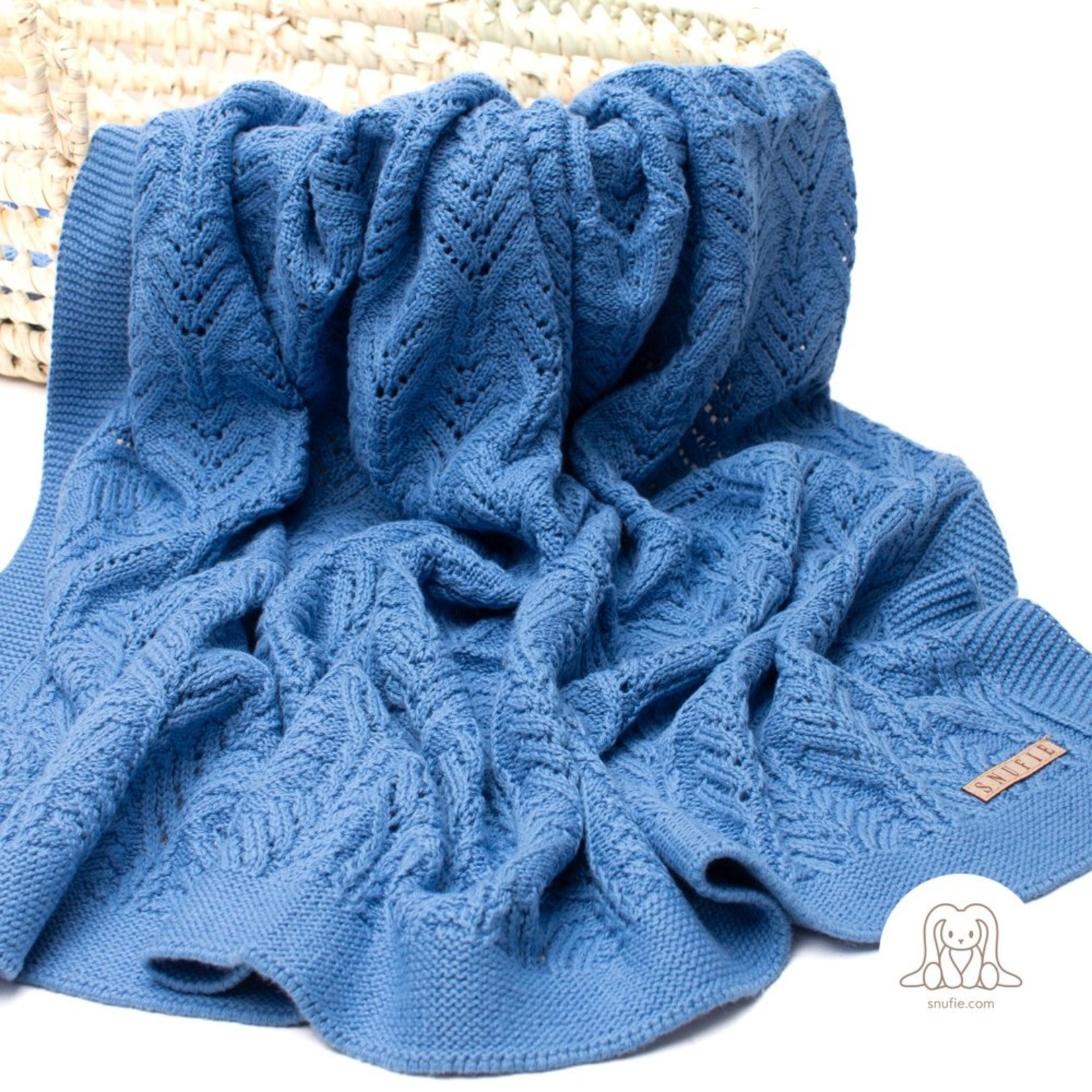 Snufie Baby Blanket | FAN KNIT | Cornflower Blue