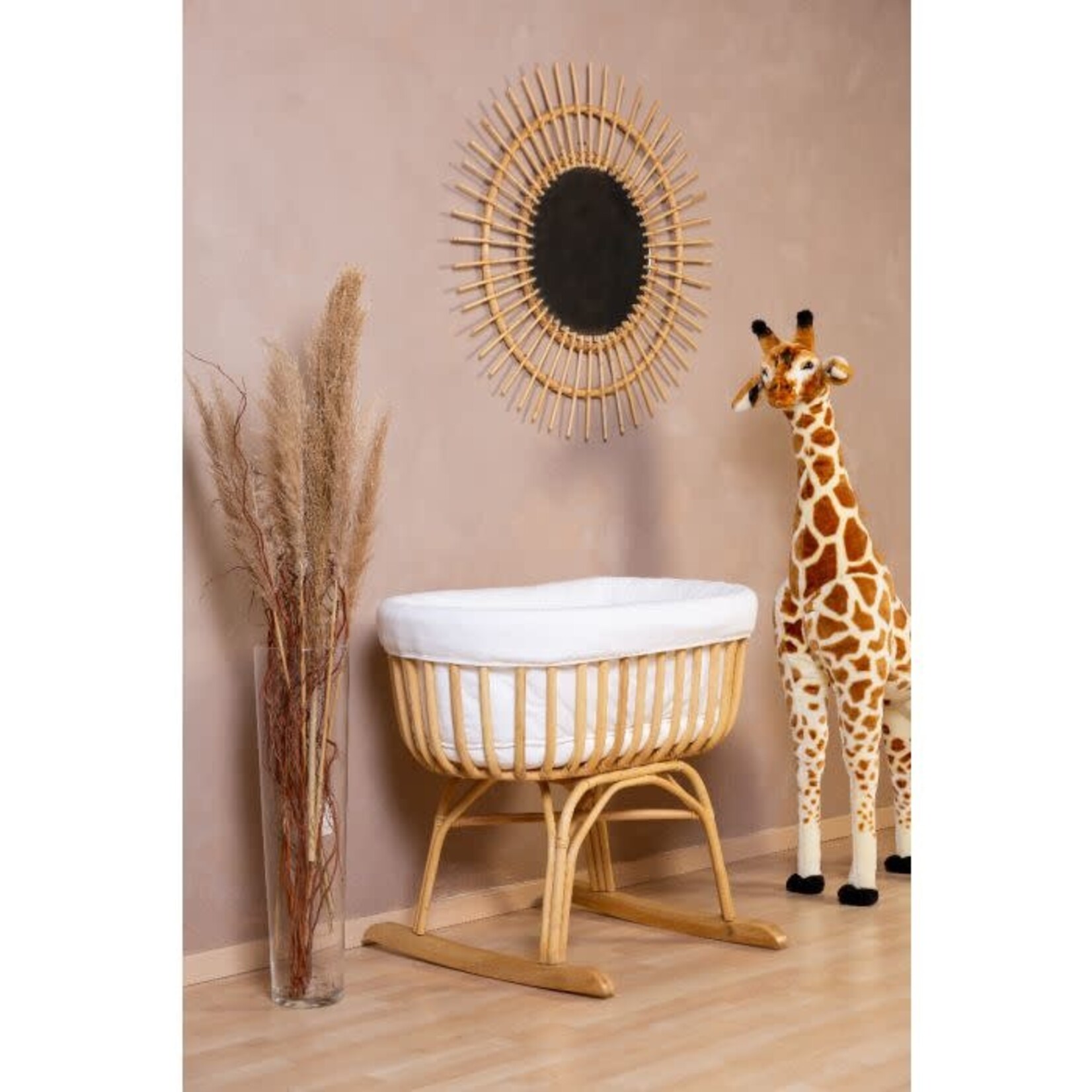 Childhome Rattan rocking cradle with mattress and cover