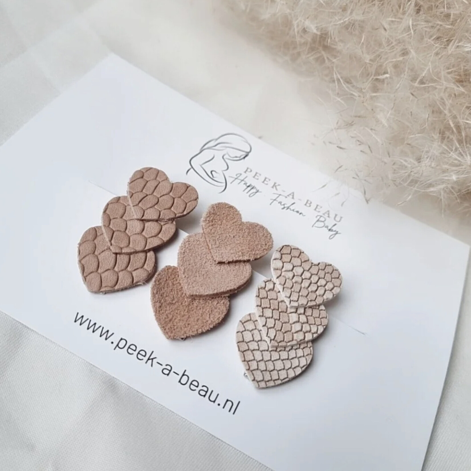 Peek-a-beau Pinces à cheveux coeurs en cuir
