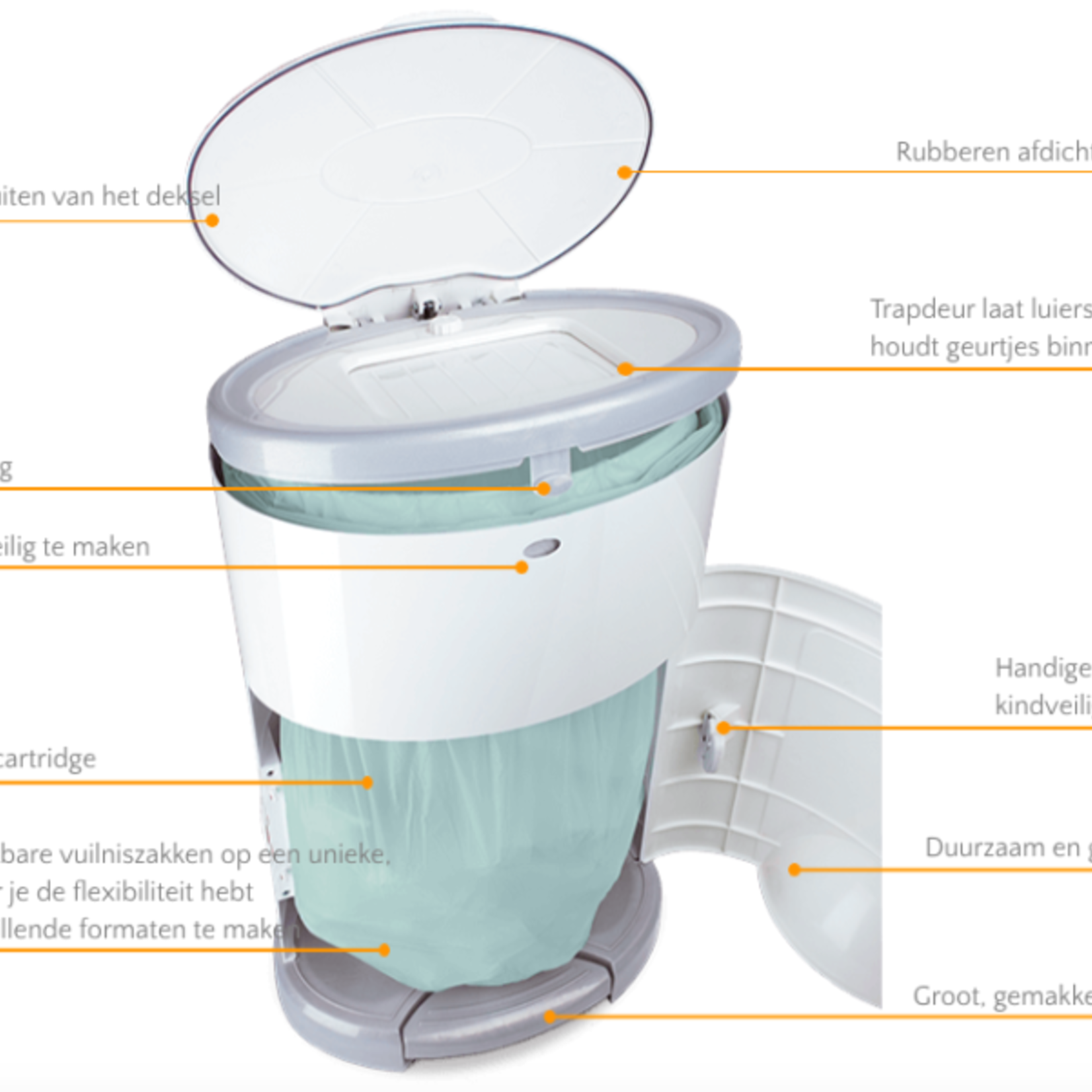 Korbell Poubelle à couches 16L