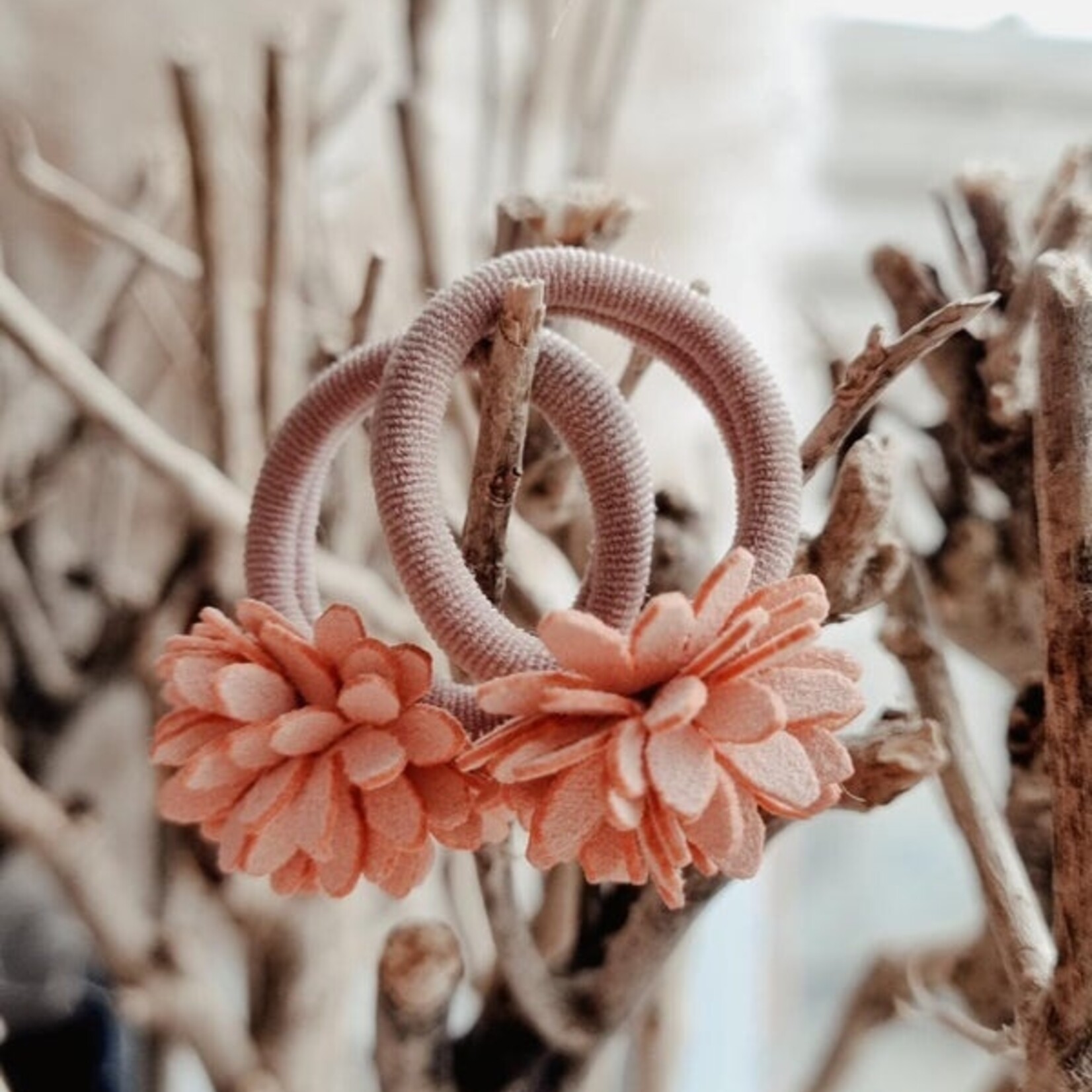 Peek-a-beau Hair ties set flower pink