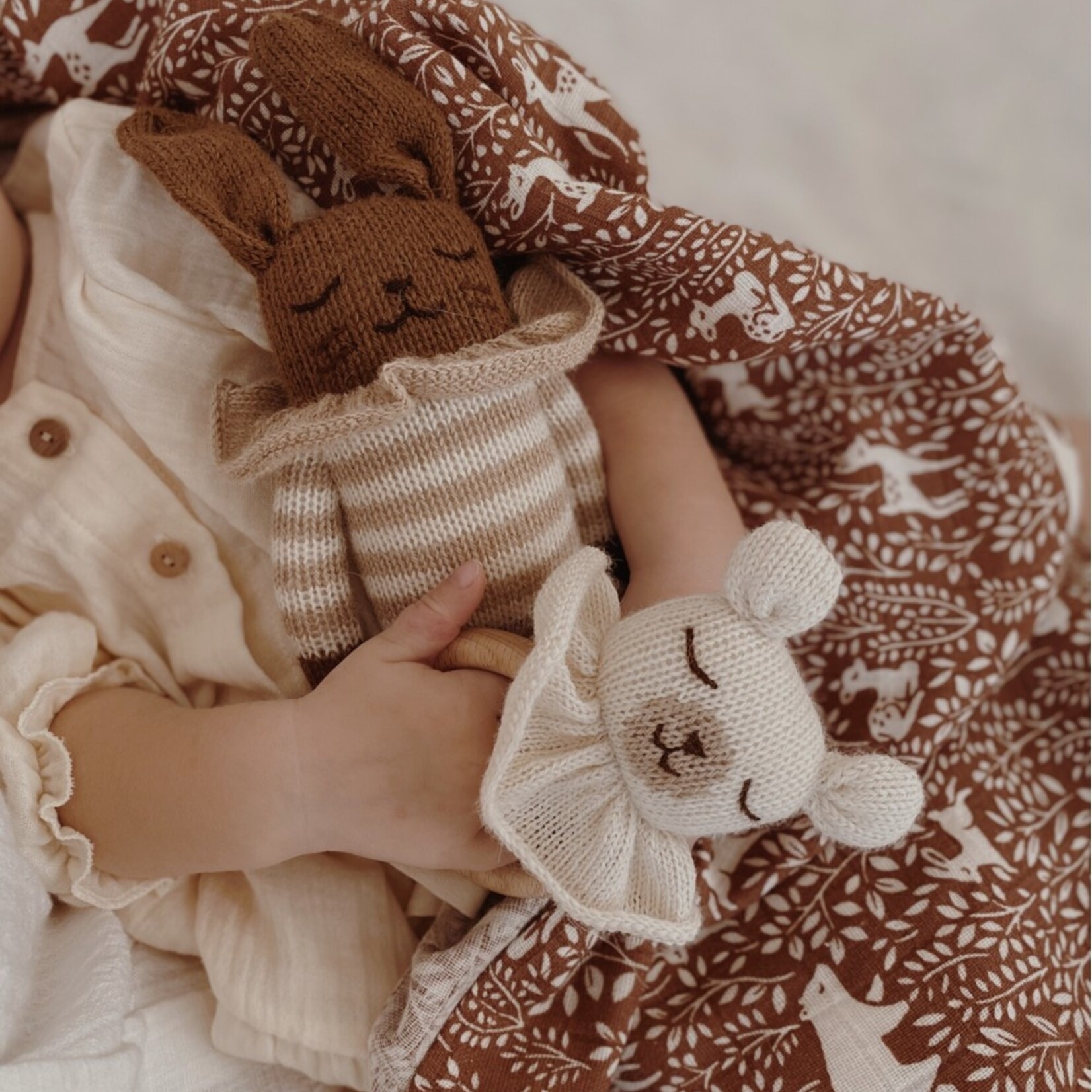 Main Sauvage Bunny sand striped romper | alpaca wool