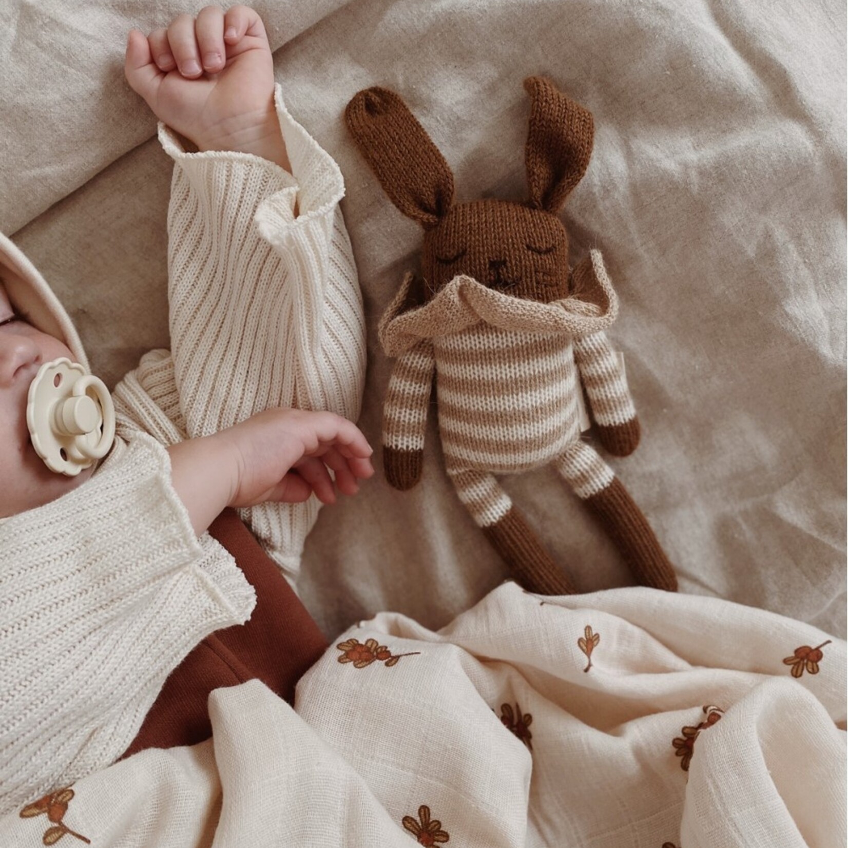 Main Sauvage Bunny sand striped romper | alpaca wool