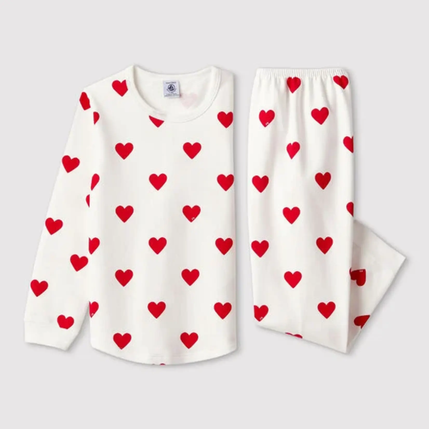 Petit Bateau Children's pajamas molton | heart print