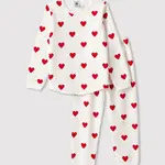Petit Bateau Kinderpyjama molton | hartjesprint rood