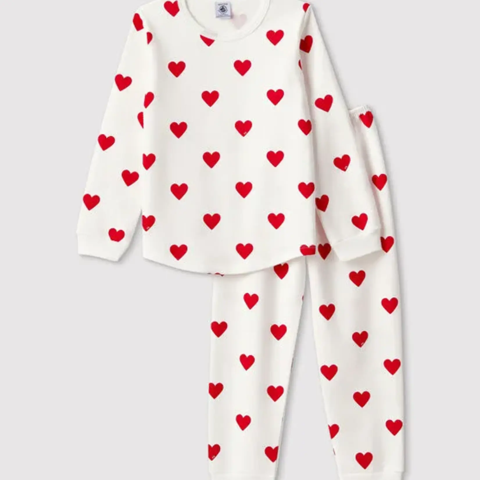 Petit Bateau Children's pajamas molton | heart print